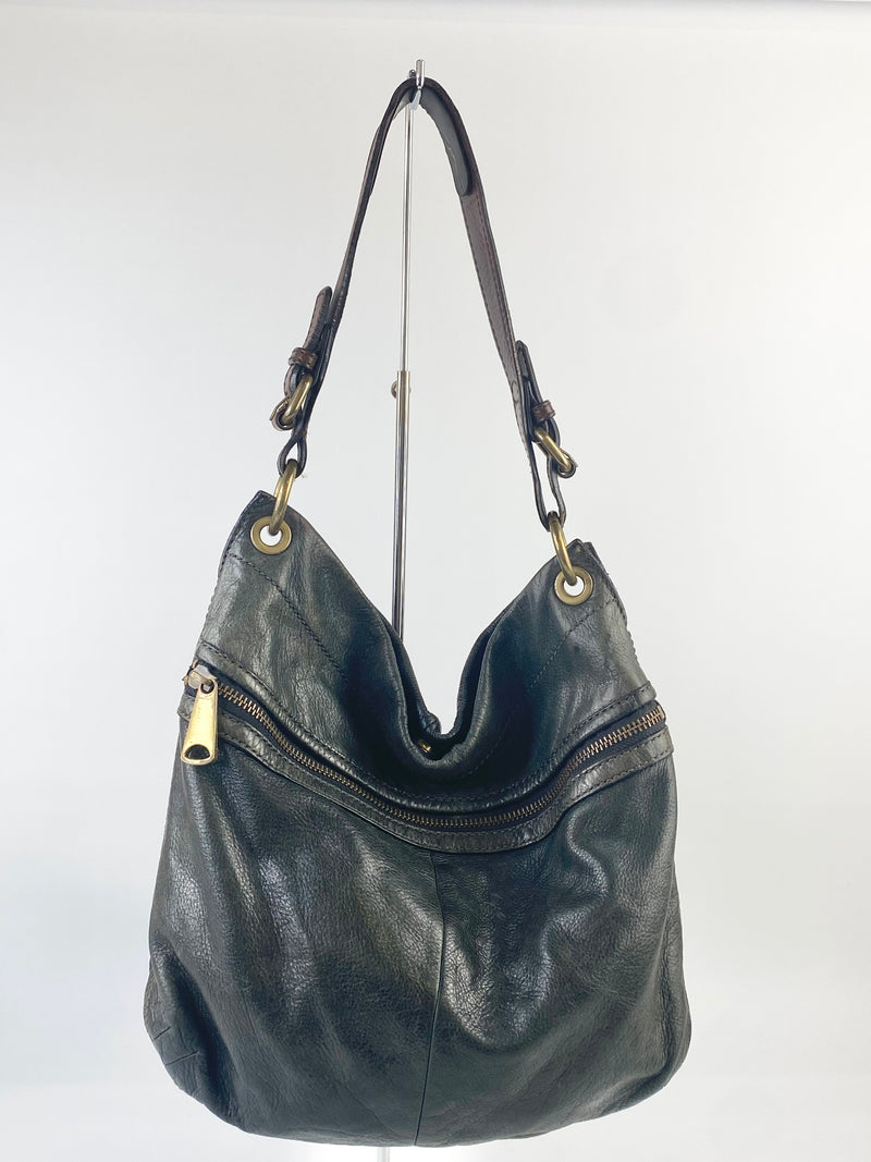 Vintage Fossil Dark Olive Slouch Bag