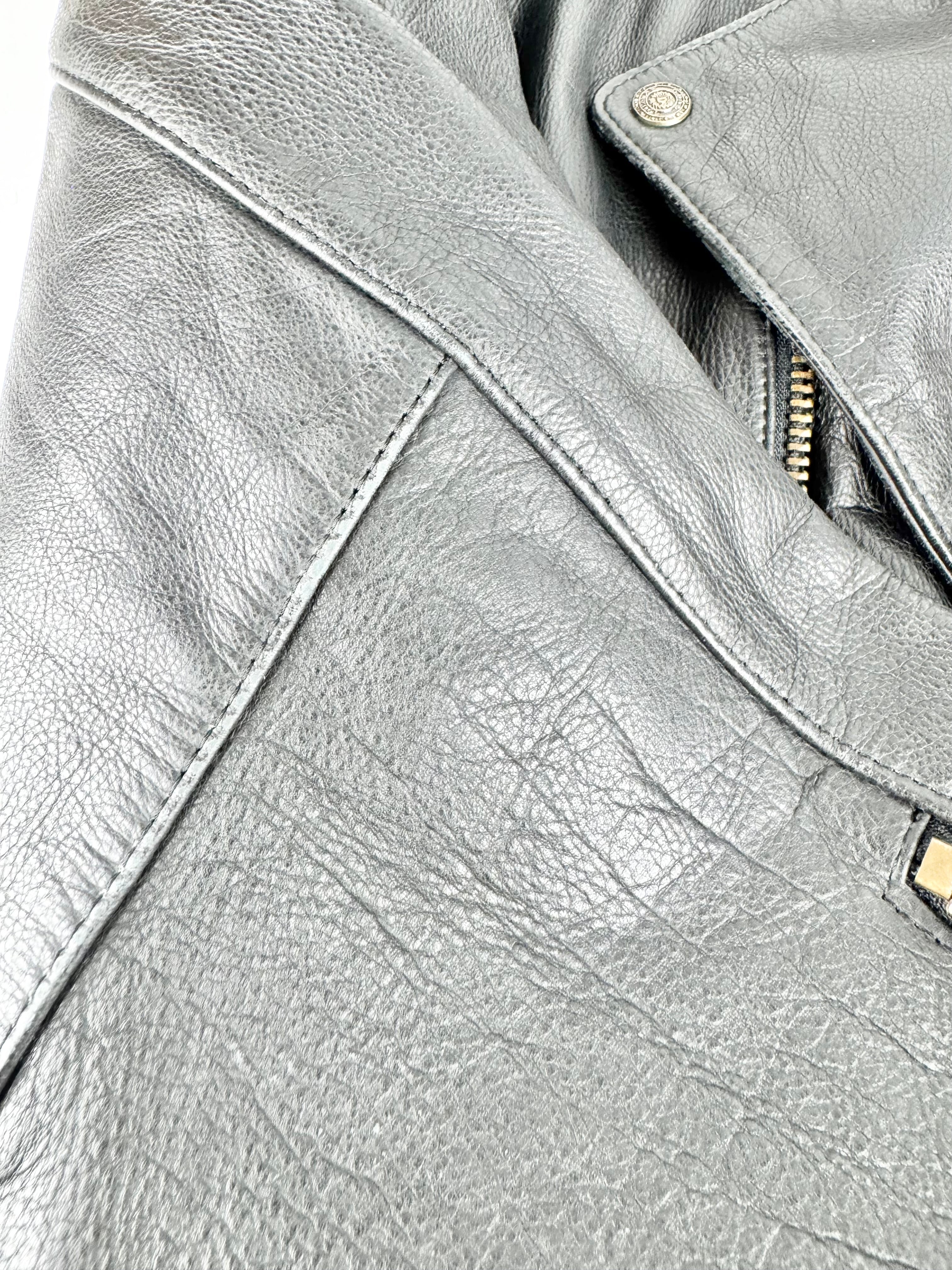 Vintage Dual Control High Casual Black Leather Biker Jacket - L