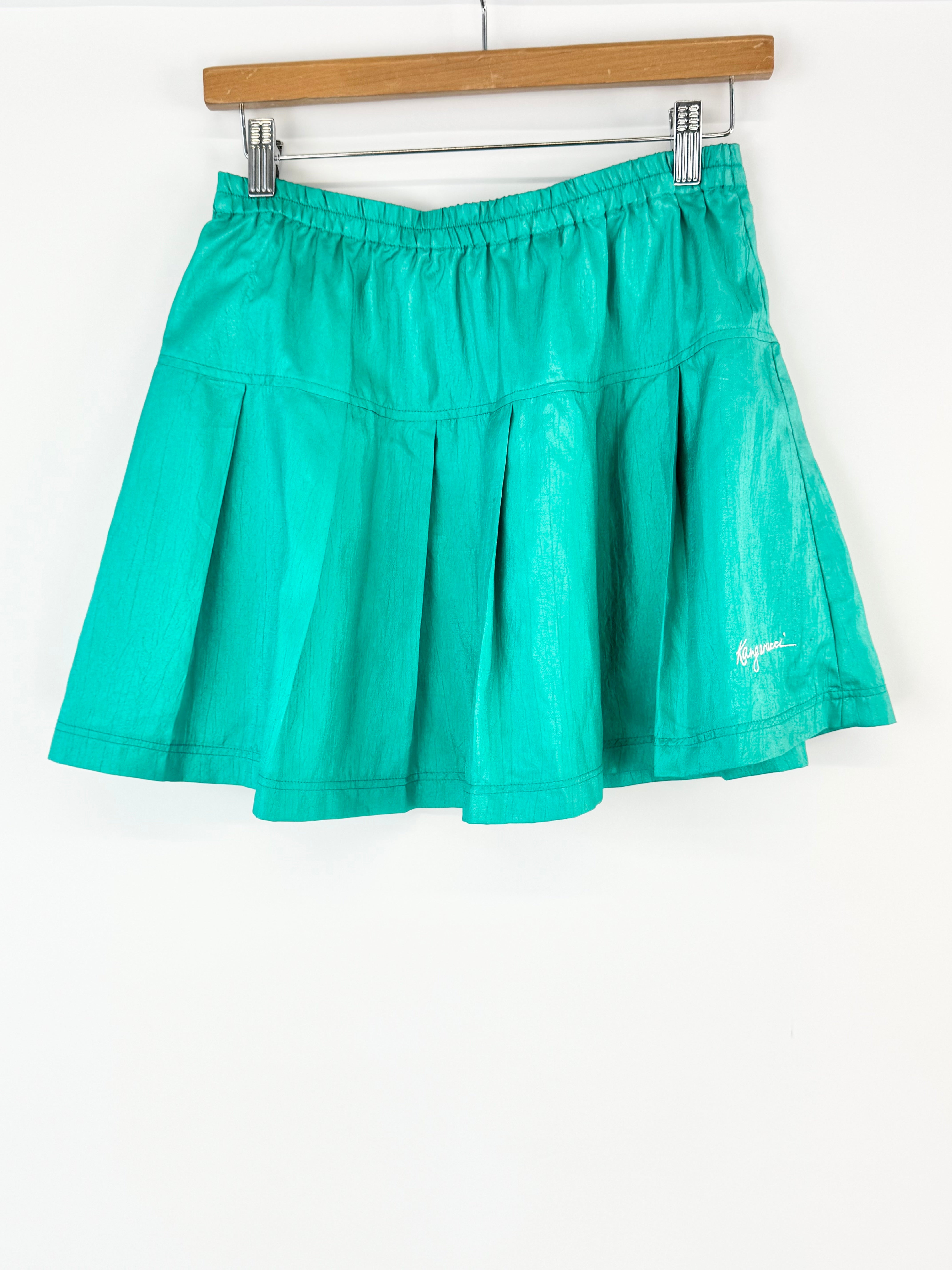 Vintage 90s Kangarucci Teal Pleated Mini Skirt - AU12