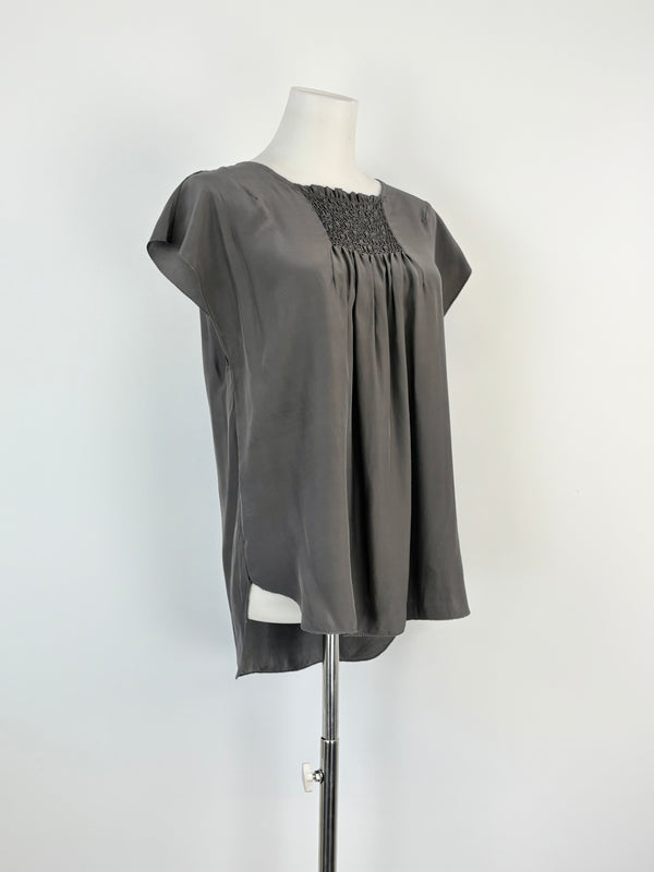Lee Mathews Slate Grey Silk Blouse - AU8
