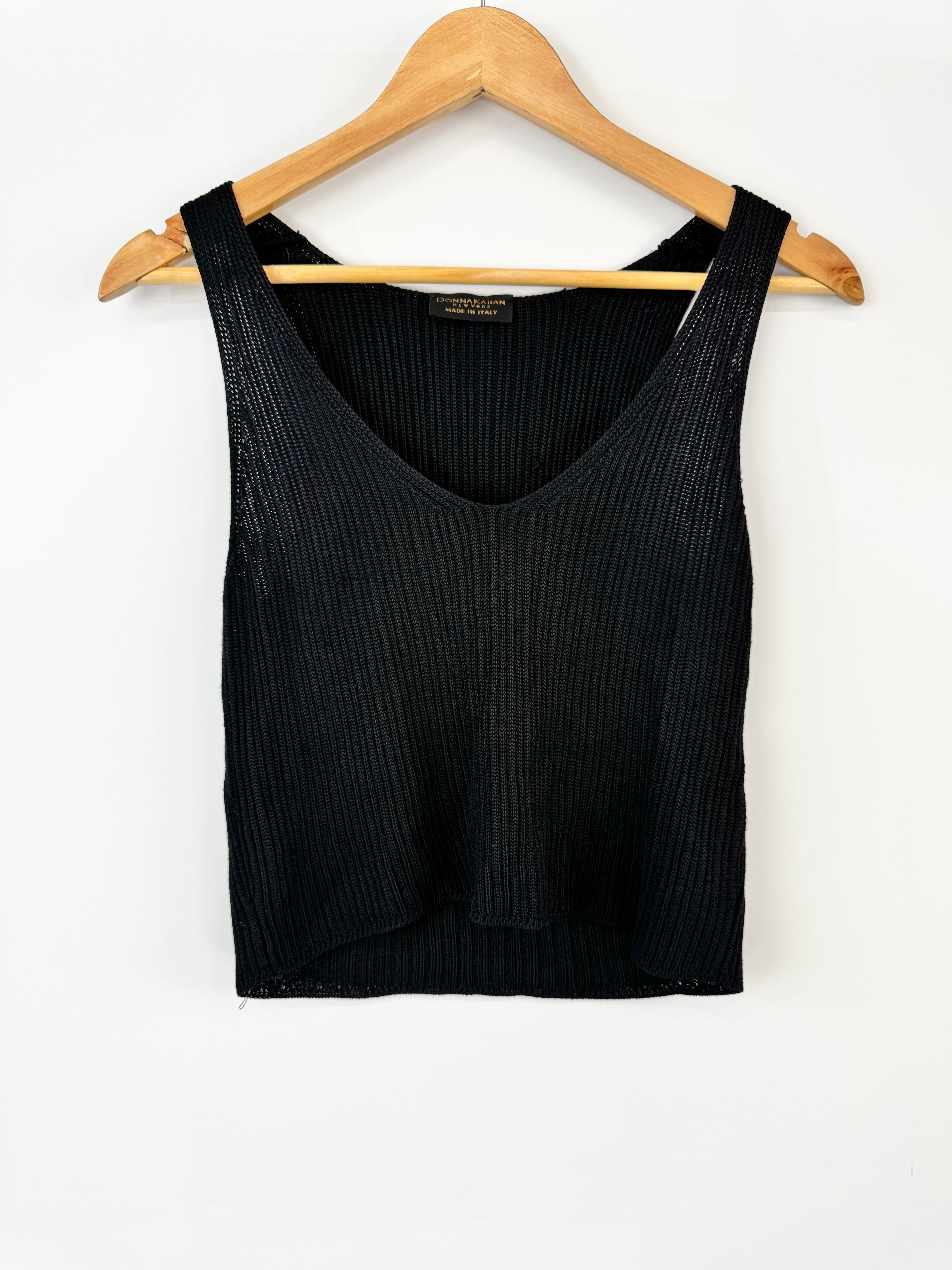 90s Donna Karen New York Black Knit Singlet - AU6/8