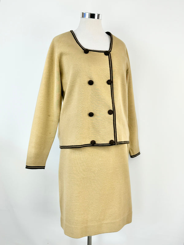 Hand Made Taupe Two Piece Wool Suit - AU12/14