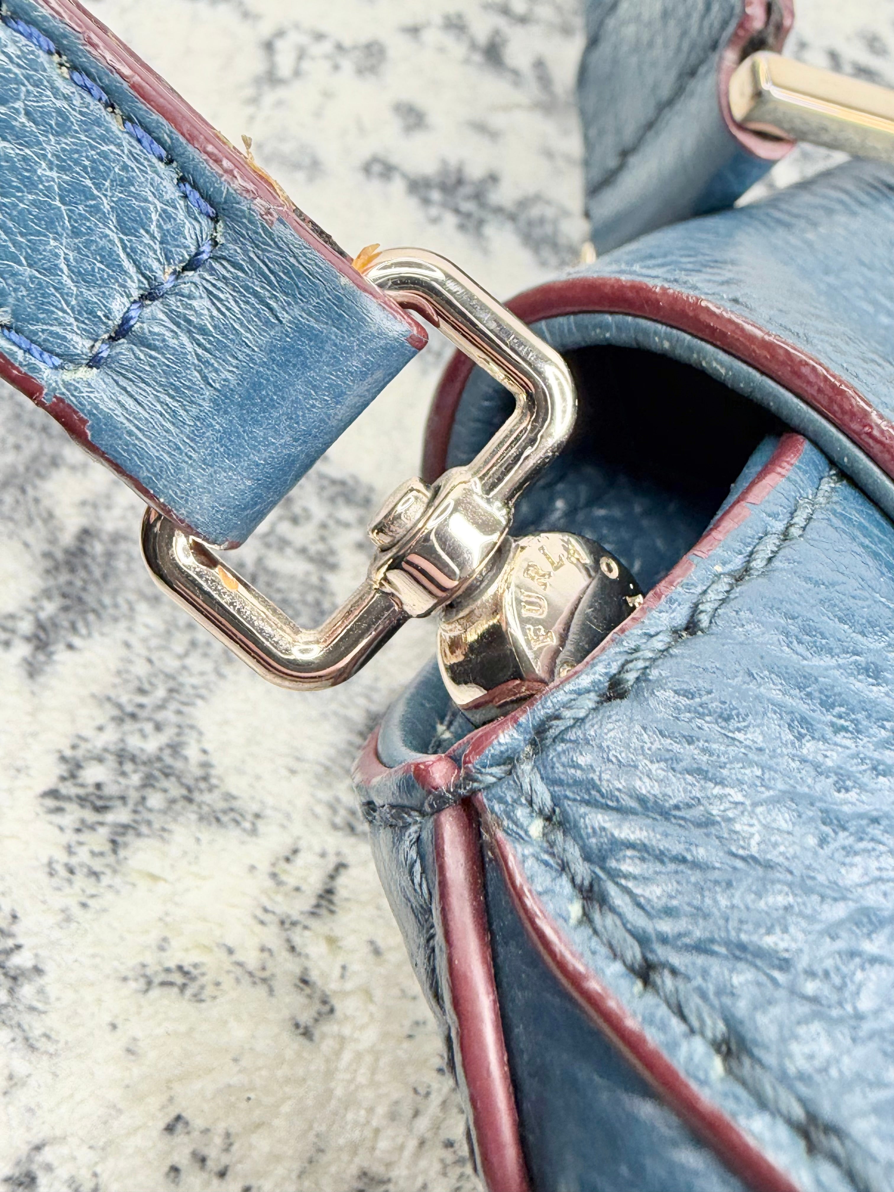 Furla Navy Grained Leather Bag