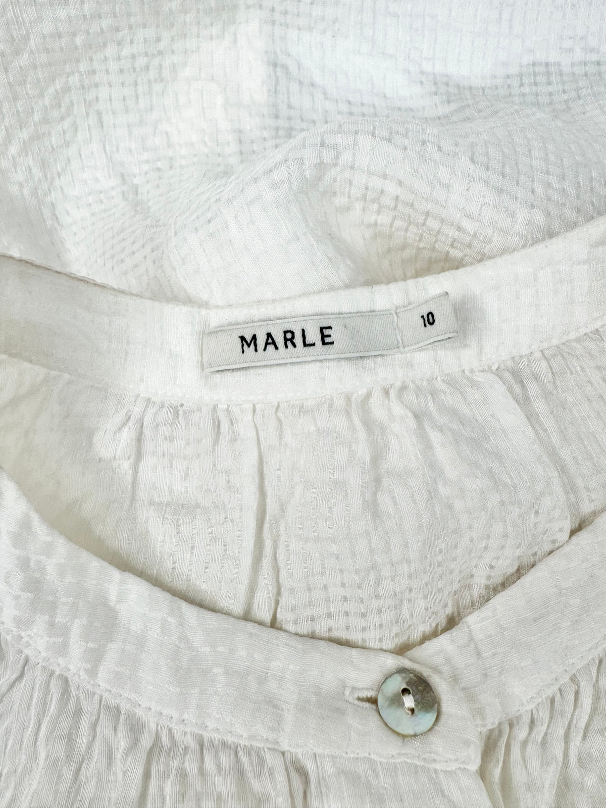 Marle White Seersucker Linen & Silk Blouse - AU10
