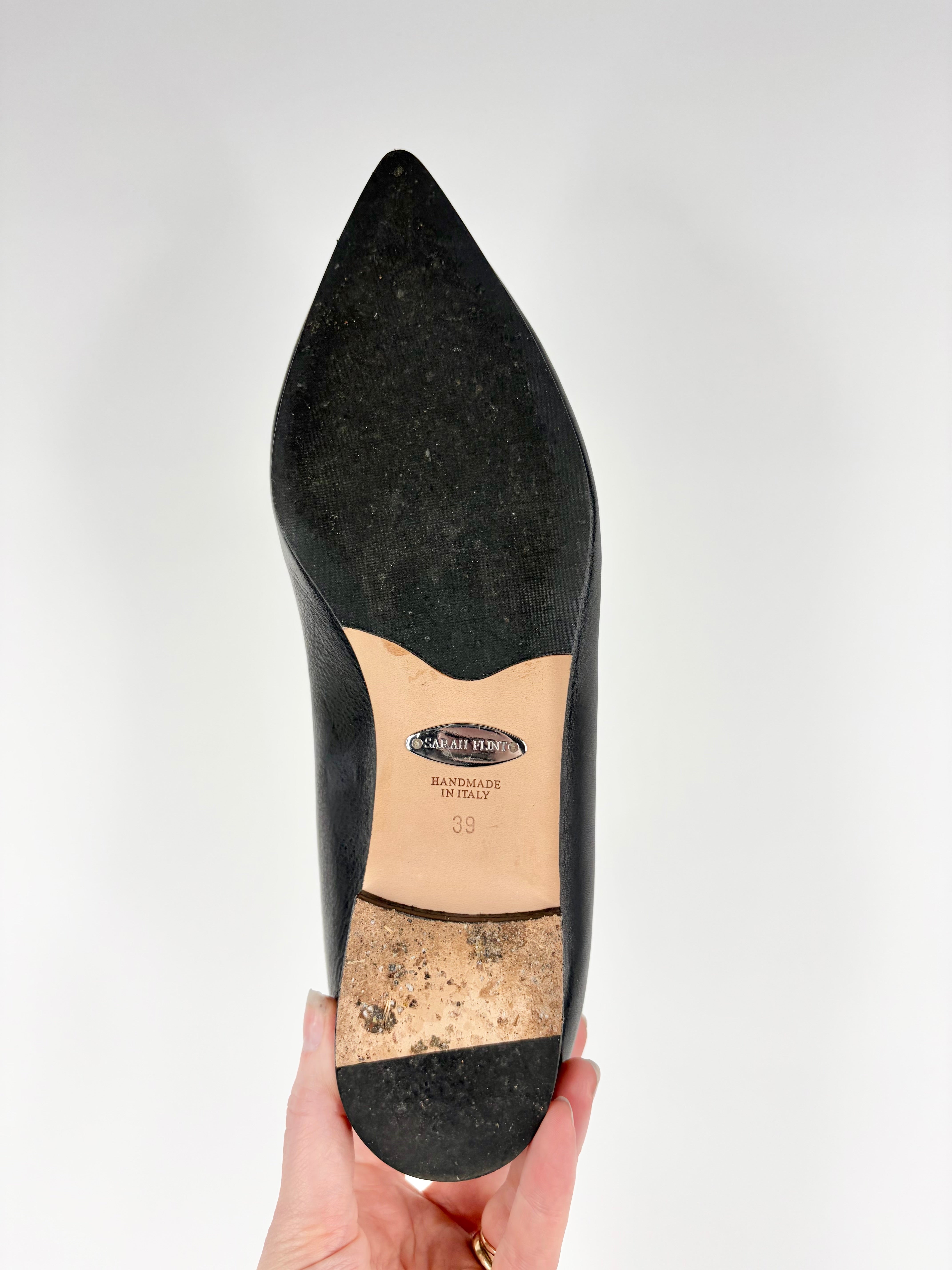 Sarah Flint 'Natalie' Black Pointed Toe Ballet Flats - EU39