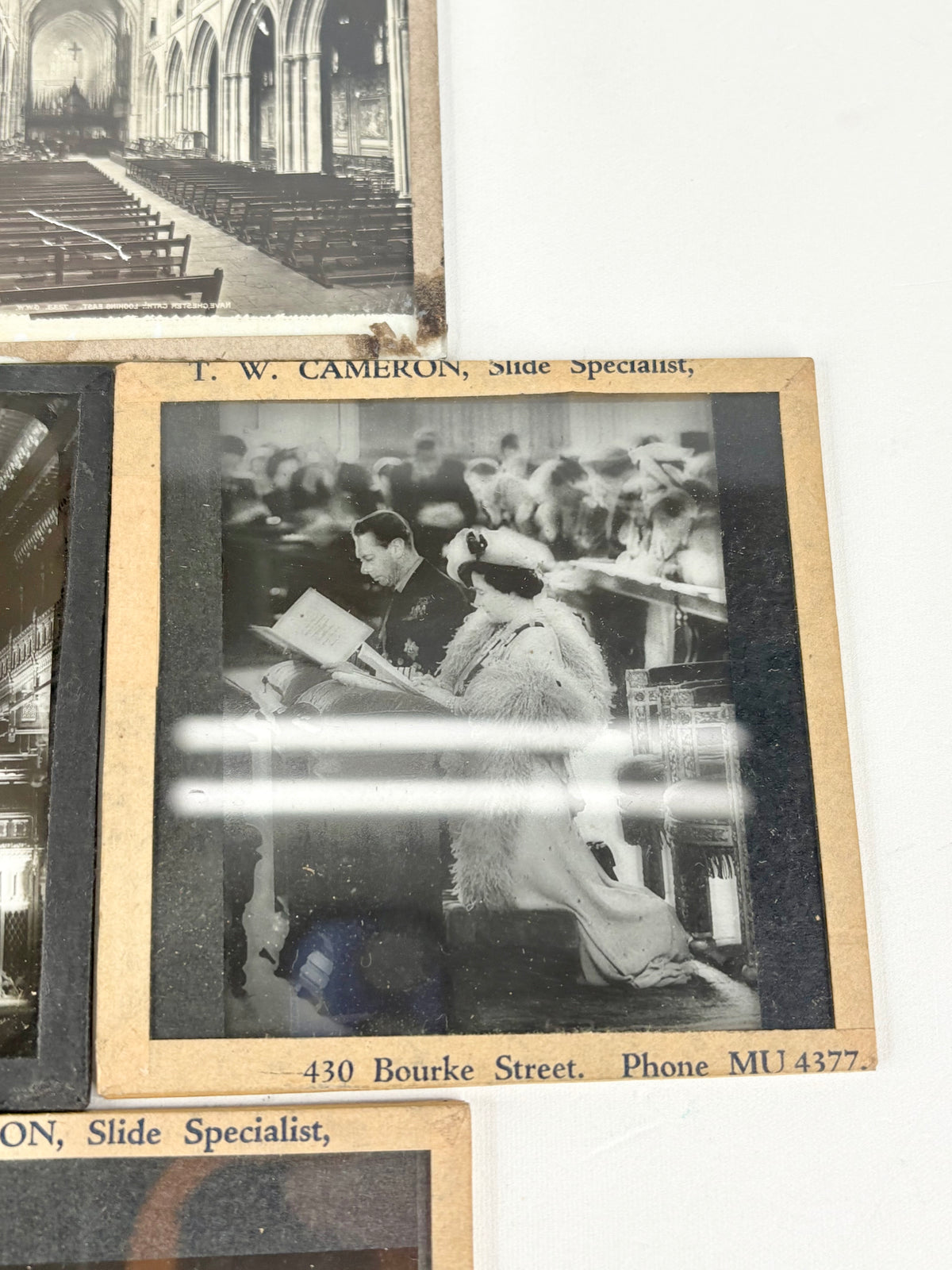Vintage T.W. Cameron Set of 7 Glass Photo Slides