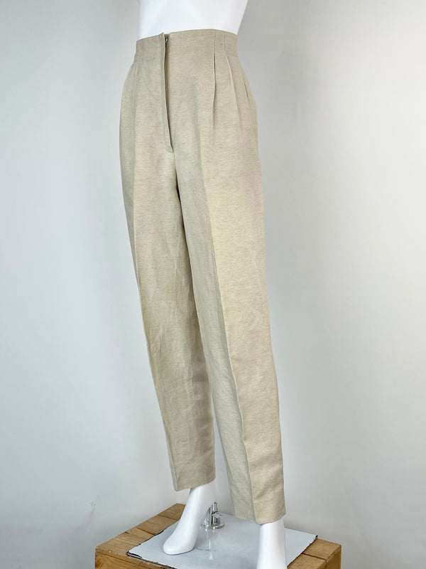 Louis Féraud Vintage Beige Linen & Wool Blend Slacks - AU8