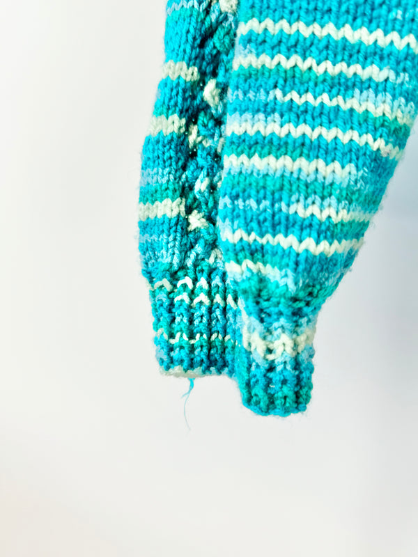 Hand Made Blue Acrylic Puff Sleeve Jumper - AU8/10
