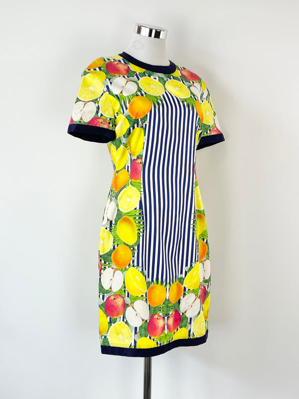 Mother of Pearl Fruits Pattern Short Sleeve Midi Dress - AU8