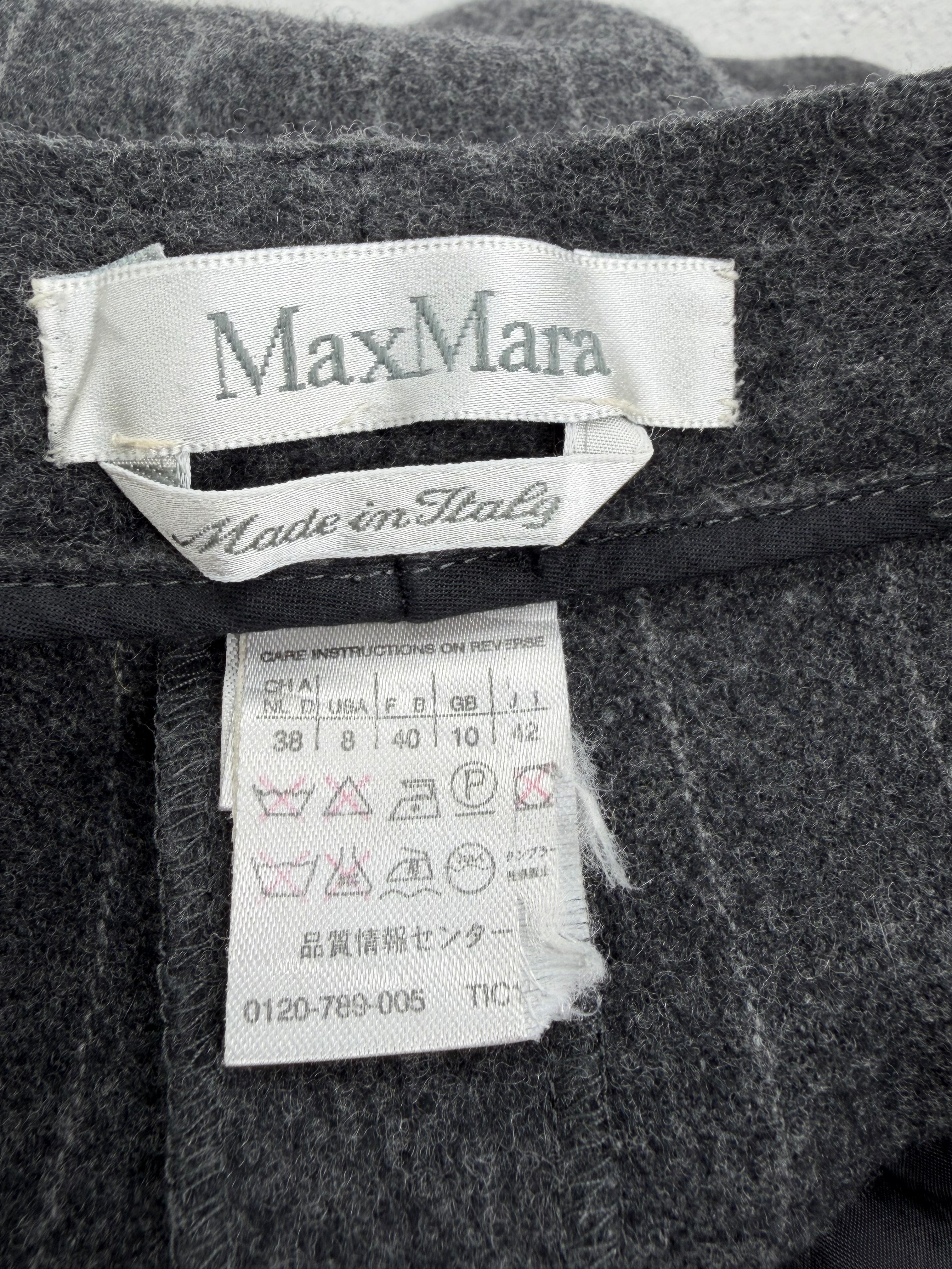 Max Mara Charcoal Grey White Pinstripe Wool & Angora Blend Slacks - AU10