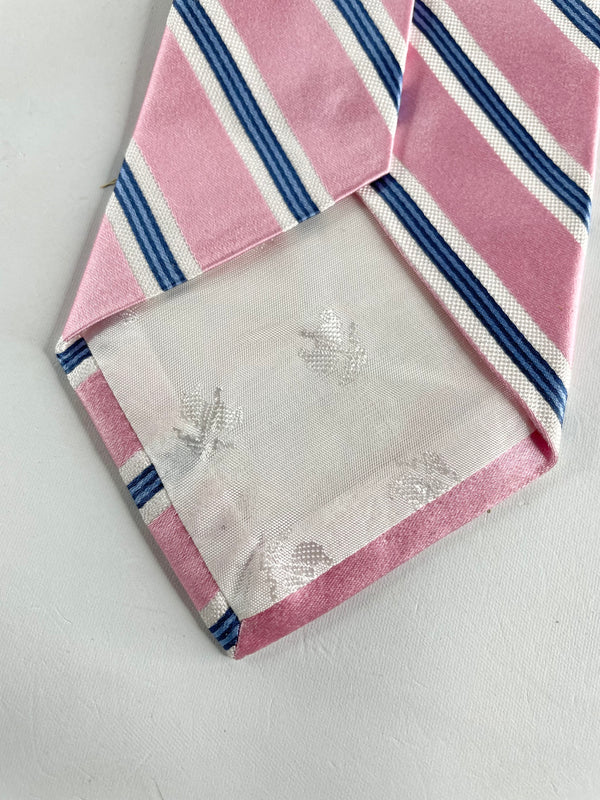 Brooks Brothers Pink, White & Blue Striped Silk Tie