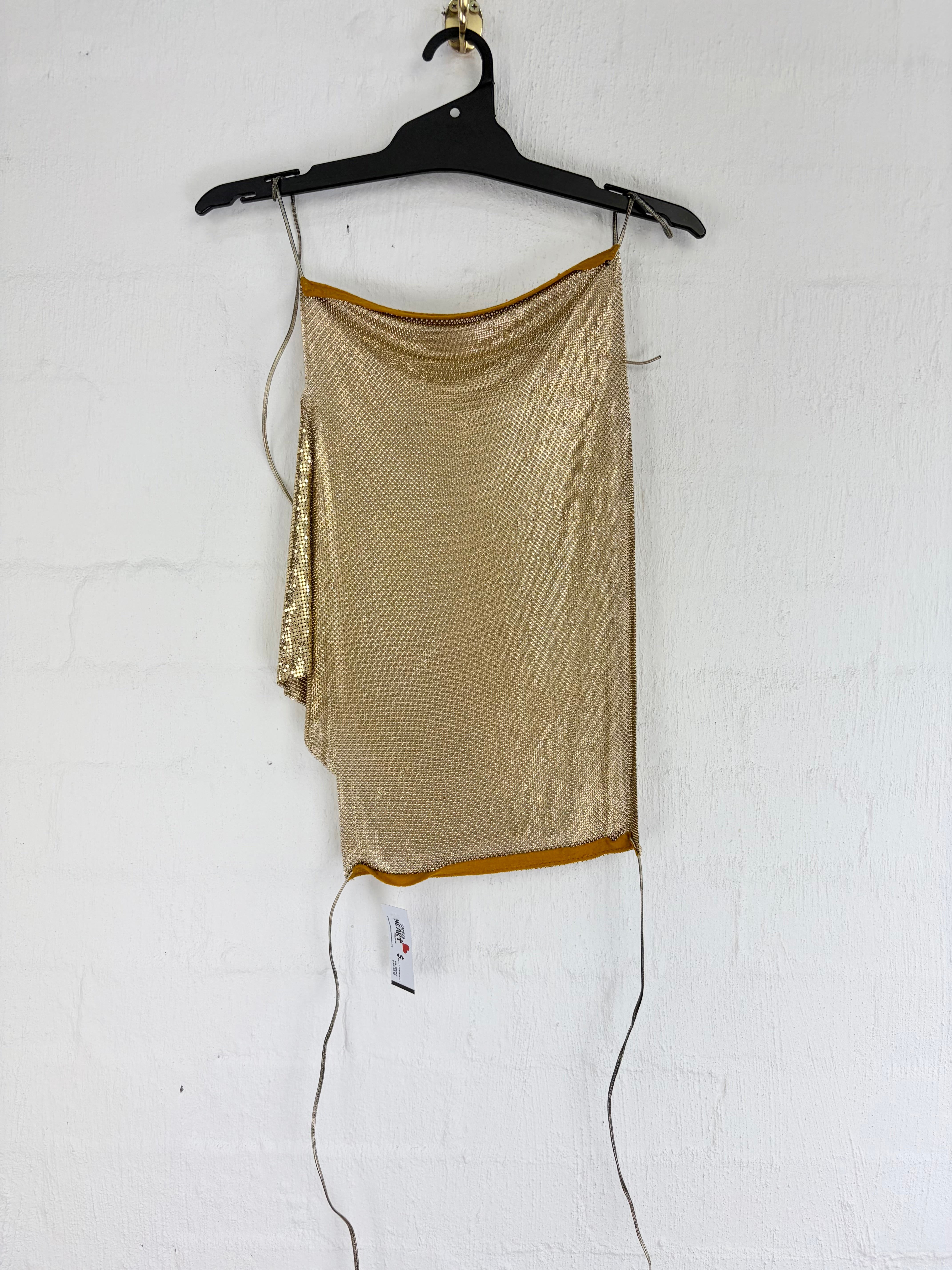 Vintage Gold Metal Mesh Backless Halter Neck Top - AU8