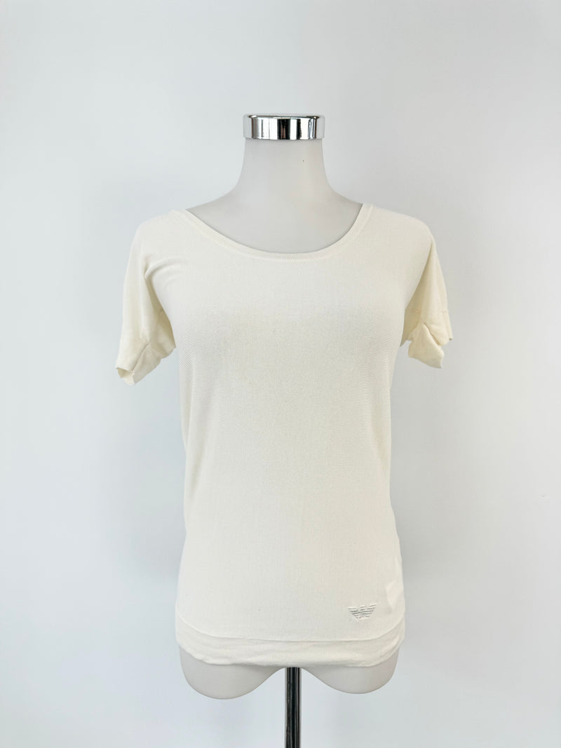 Emporio Armani Vanilla Silk Blend T-Shirt - AU8