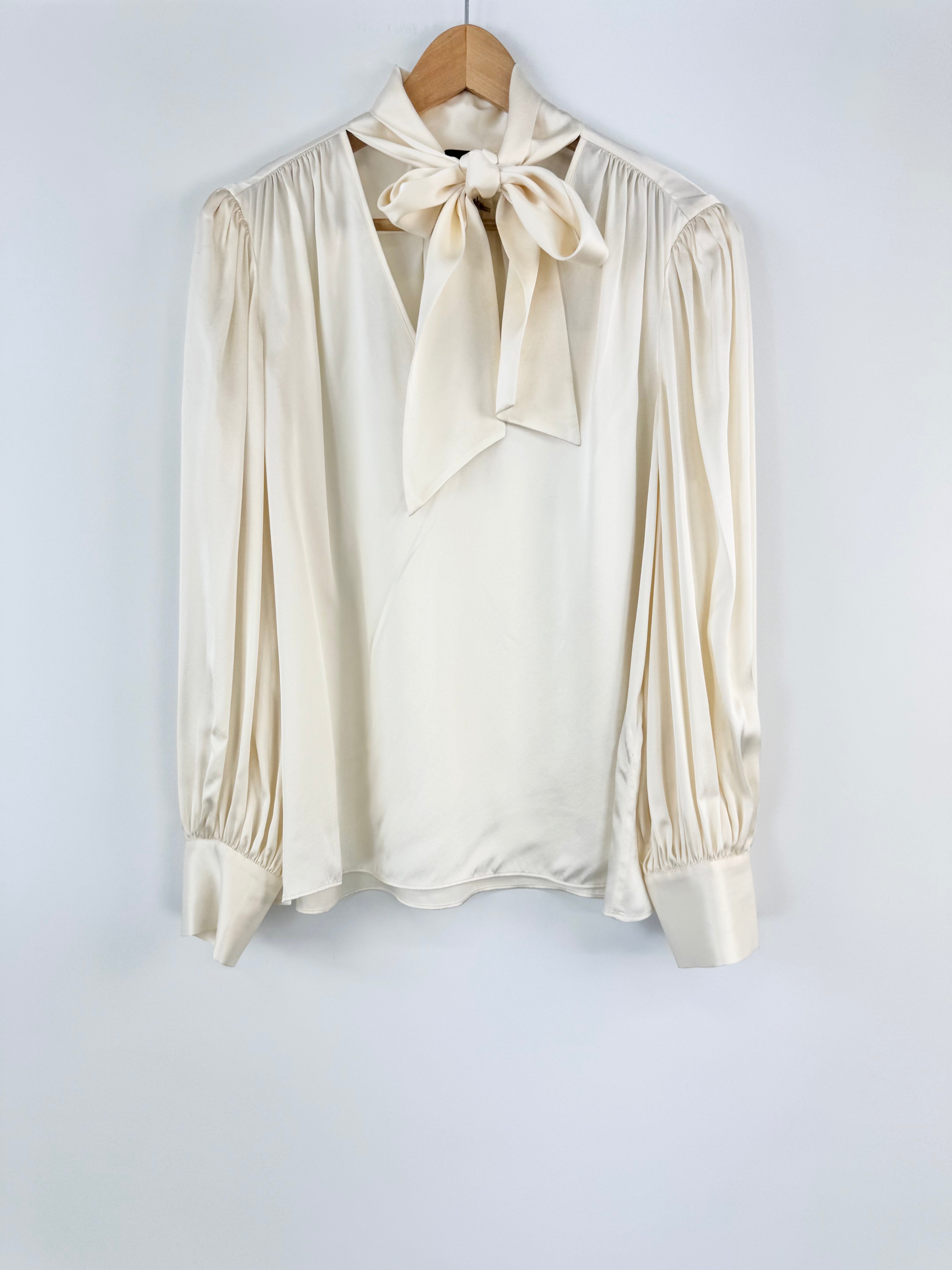 Husk Cream Silk 'Lili' Pussybow Blouse NWT - AU14