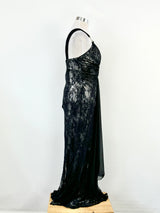 Gerry Shaw Black Lace Formal Dress - AU14