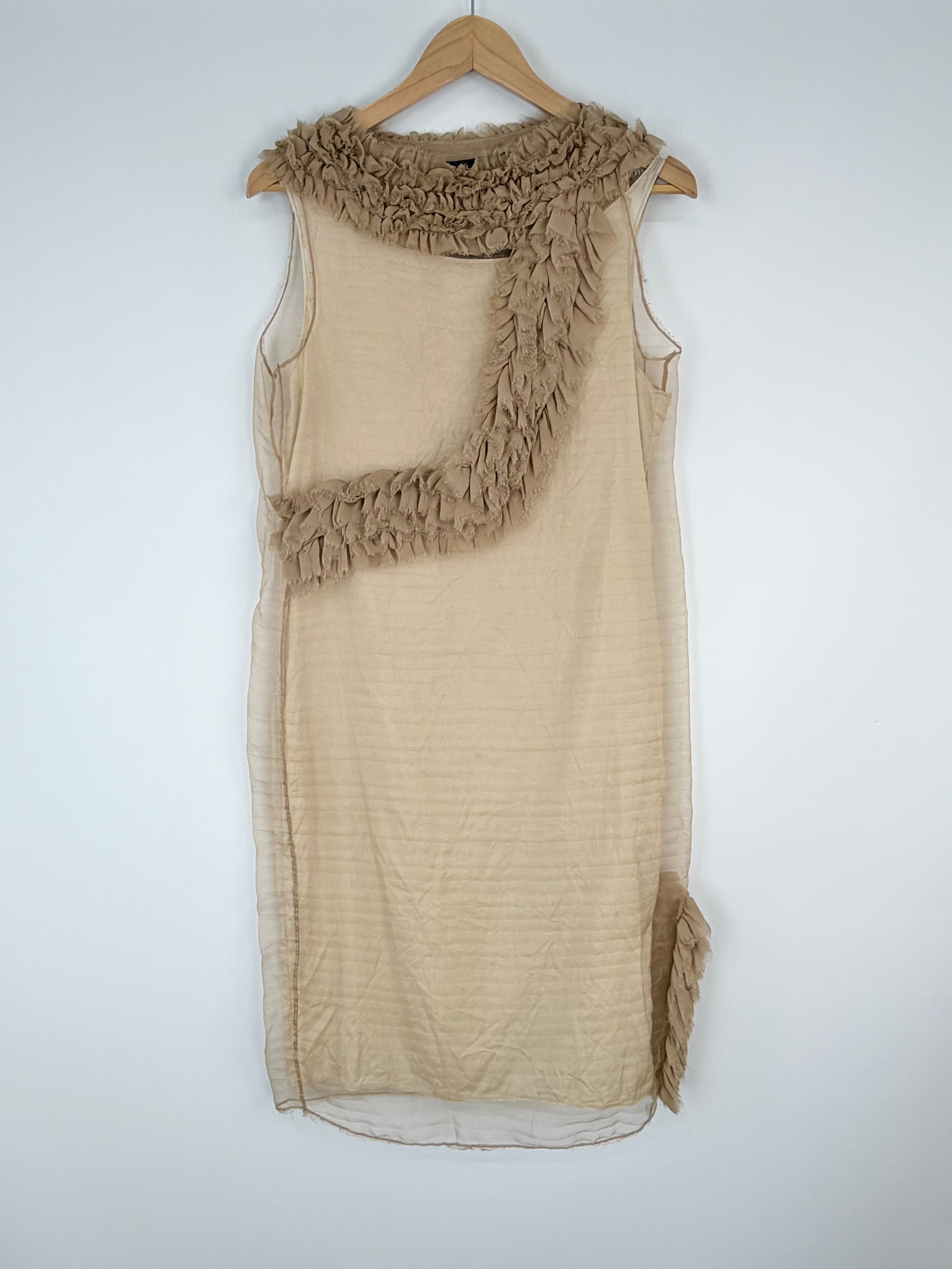 Nicola Finetti Beige Silk Dress & Slip - AU10/12
