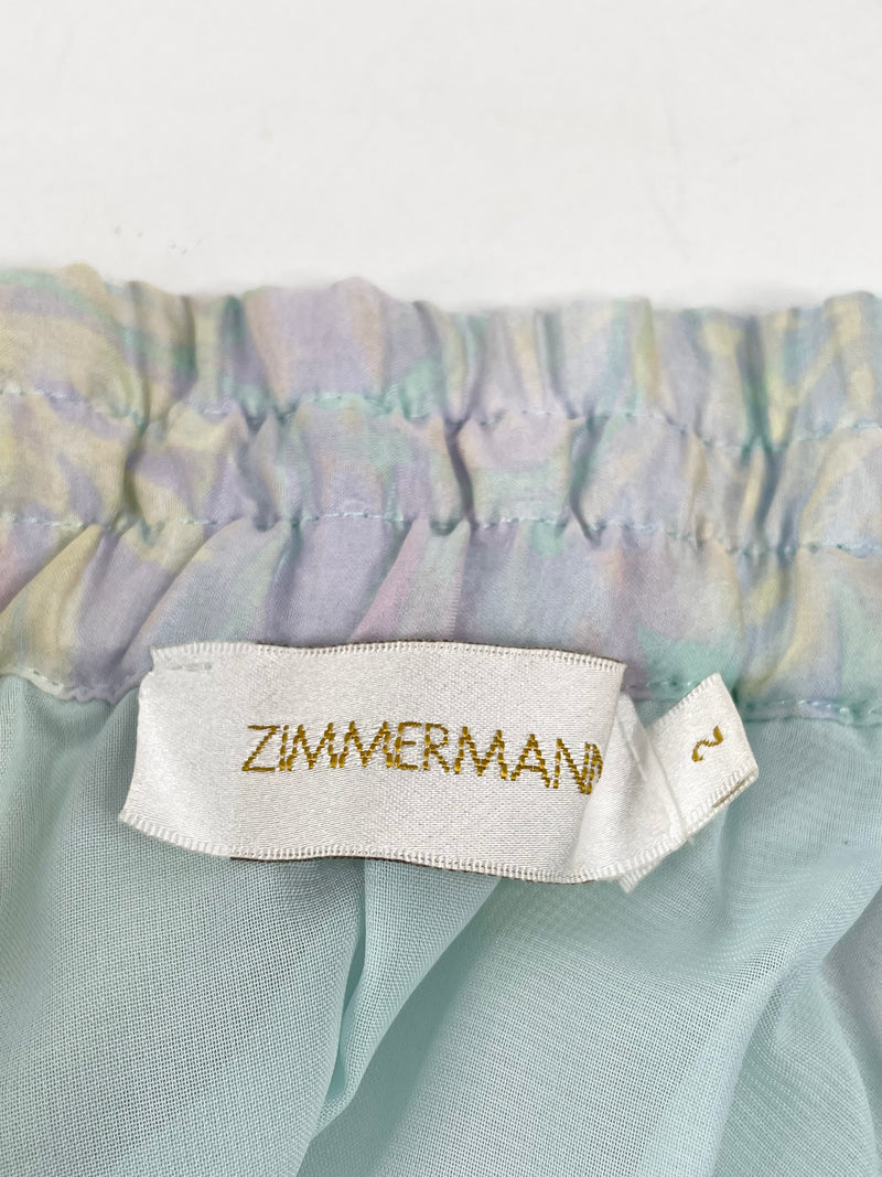 Zimmermann Iridescent Rainbow Silk Mini Skirt - AU10/12