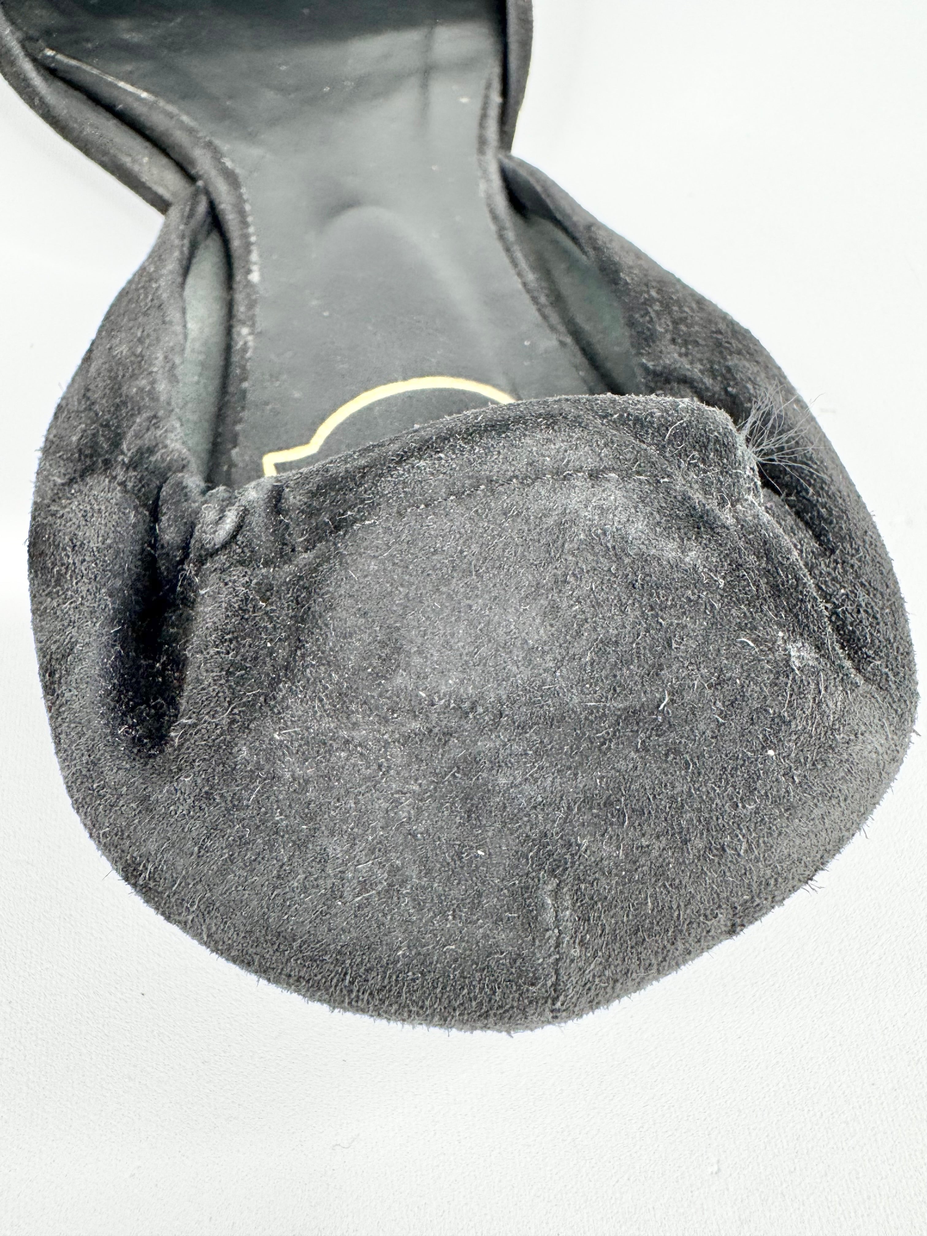 Roger Vivier Black Suede D'Orsay Ballet Flats - EU37.5