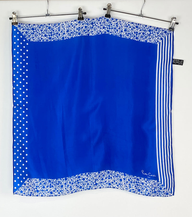 Pierre Cardin Electric Blue Floral Silk Scarf