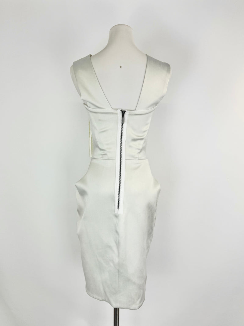 Maticevski 'Application' Ice Blue & Lime Green Beaded Panel Dress - AU8