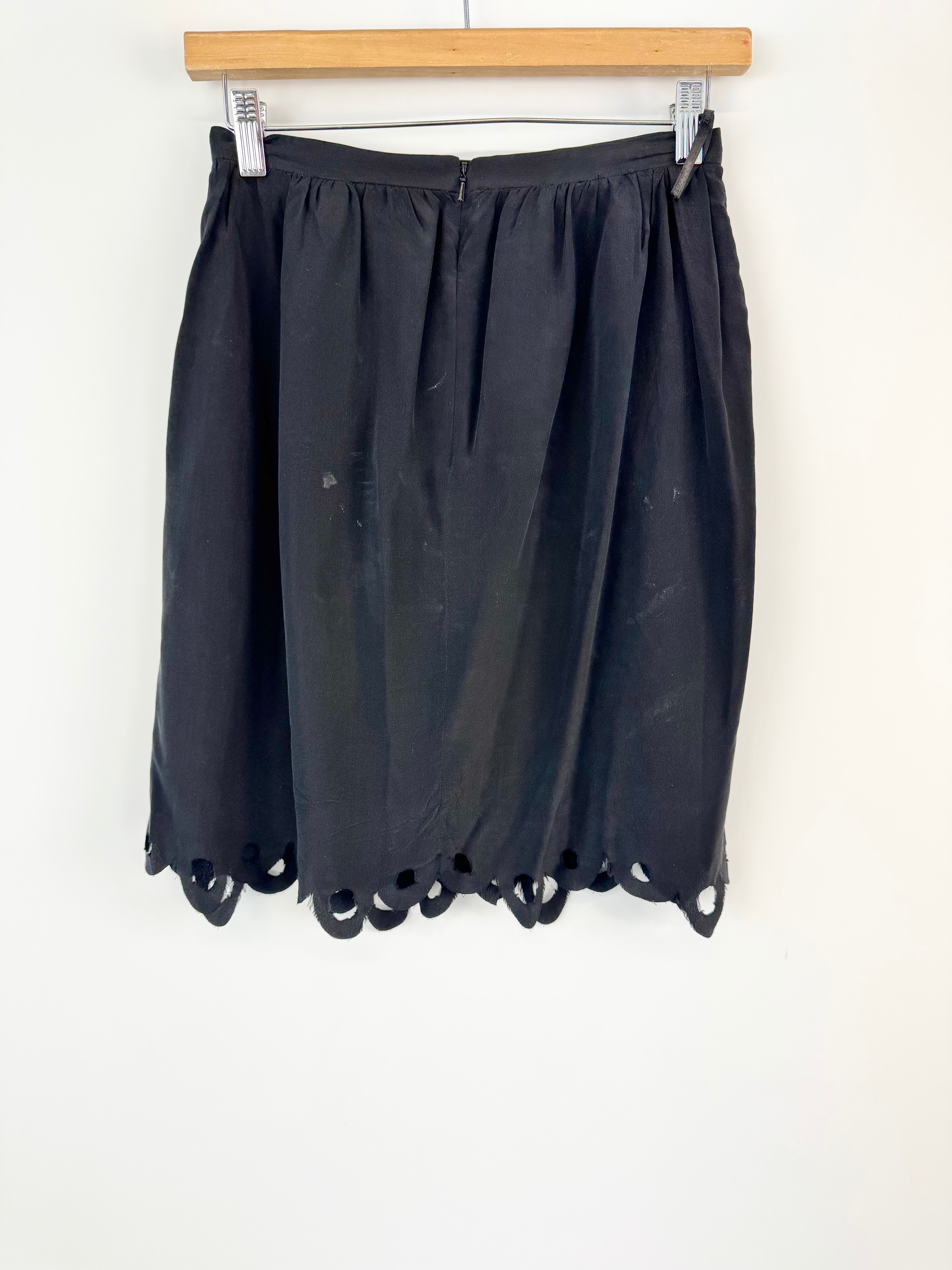 Zimmermann Black Scallop Hem Silk Skirt - AU6