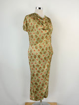 Ibis Peekaboo Olive Green Floral Midi Dress - AU10/12