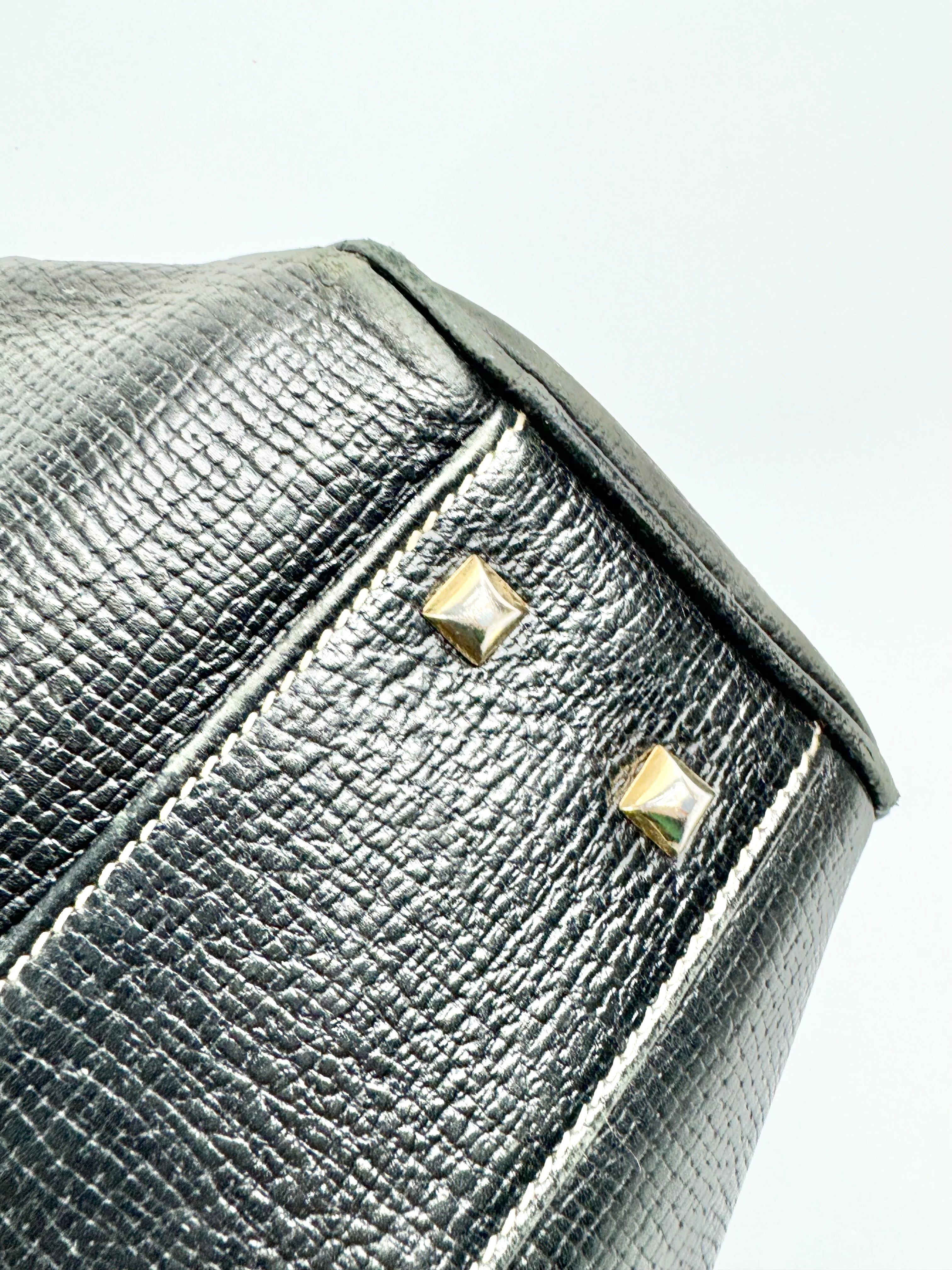 Vintage Loewe Black Leather Shoulder Bag