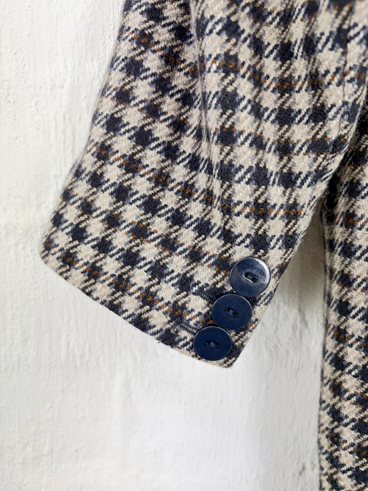 Vintage 90s Escada by Margaretha Ley Navy, Taupe & Oatmeal Double Lapel Fitted Blazer - AU10/12