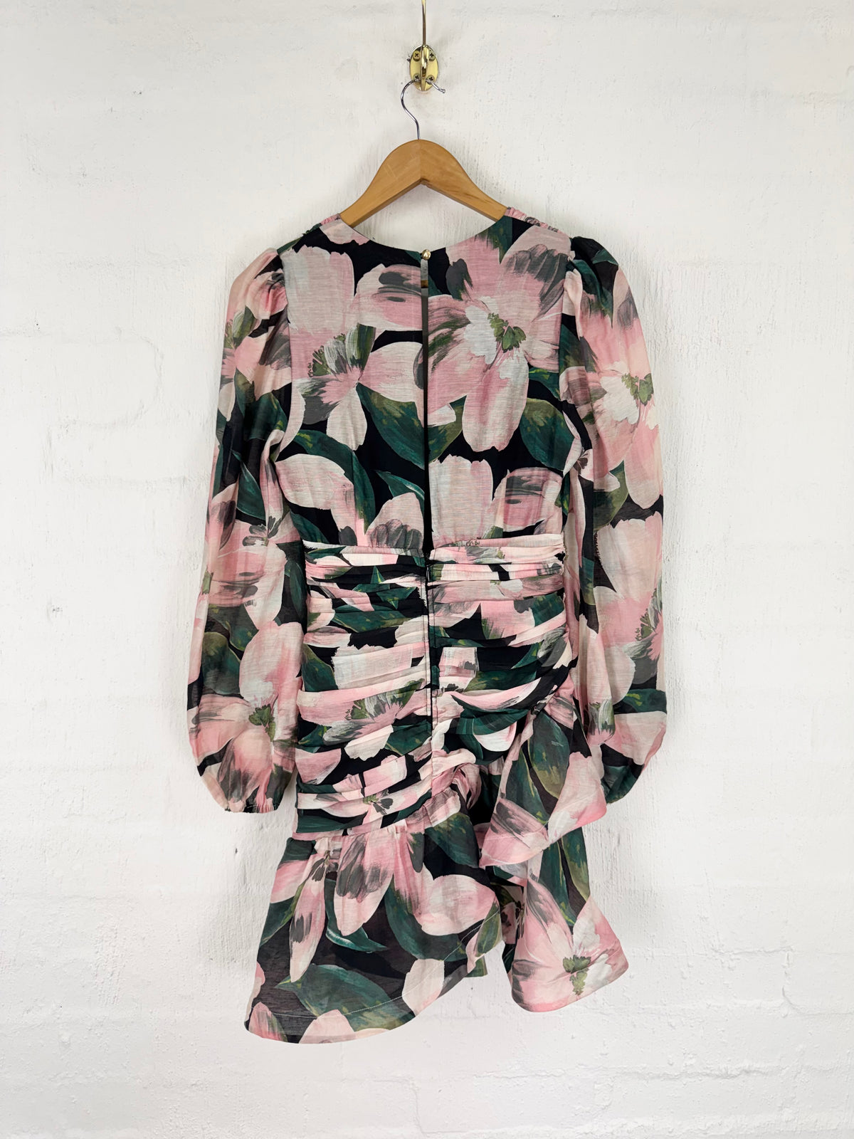 Sheike Black & Pink Abstract Floral Long Sleeve Midi Dress - AU8