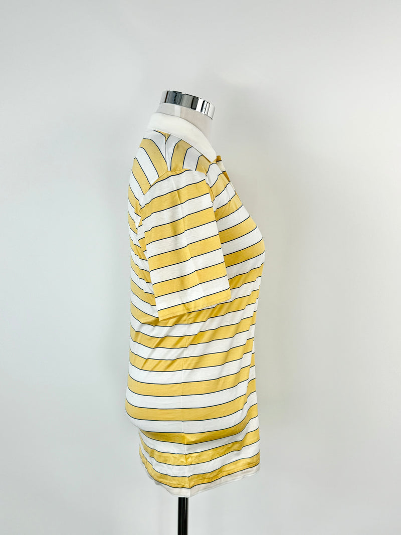 Vintage 90s Givenchy Gentlemen Yellow & White Striped Polo - L