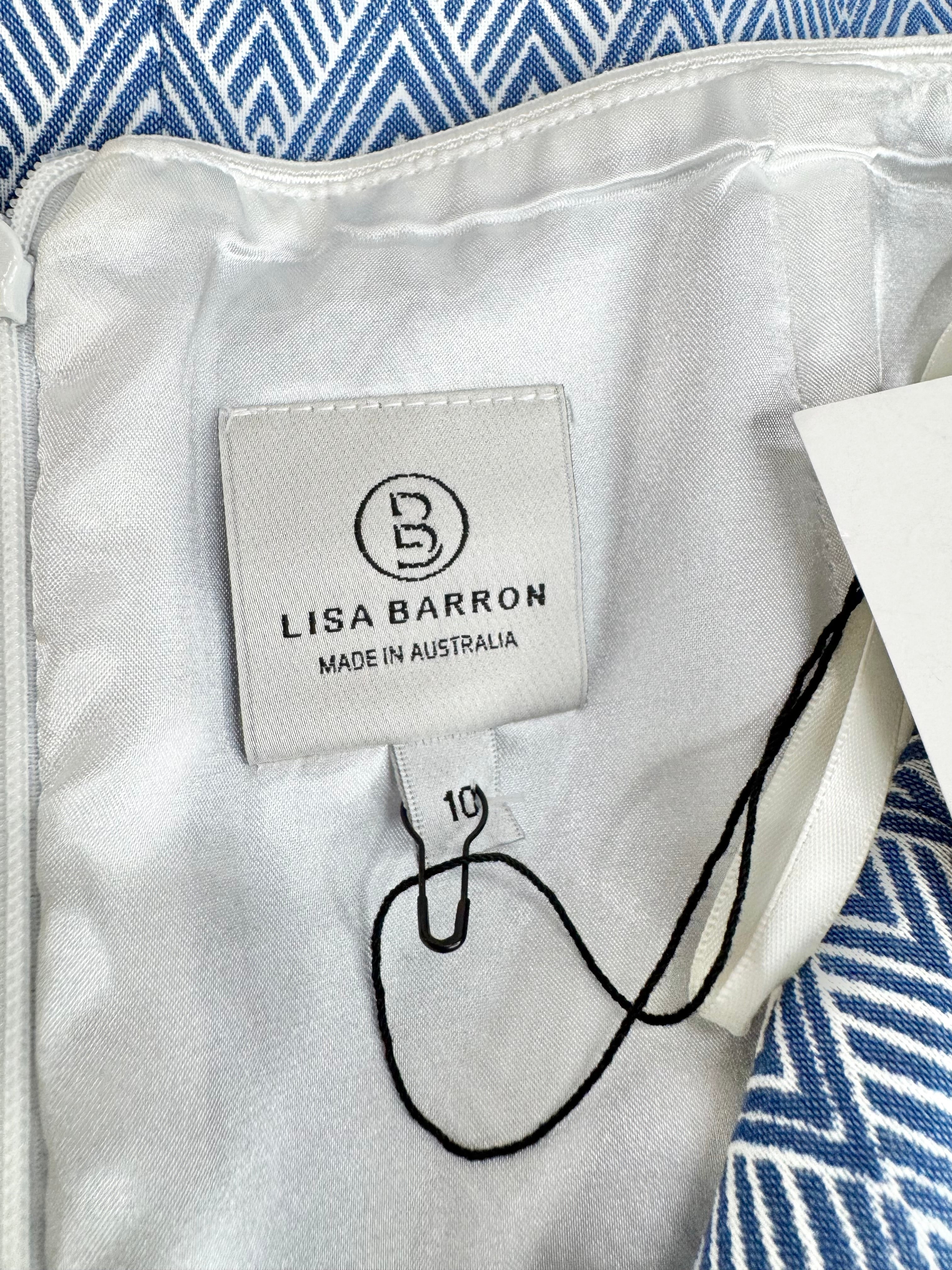 Lisa Barron Blue & White Chevron Pattern 2 Piece Suit - AU10 & AU12
