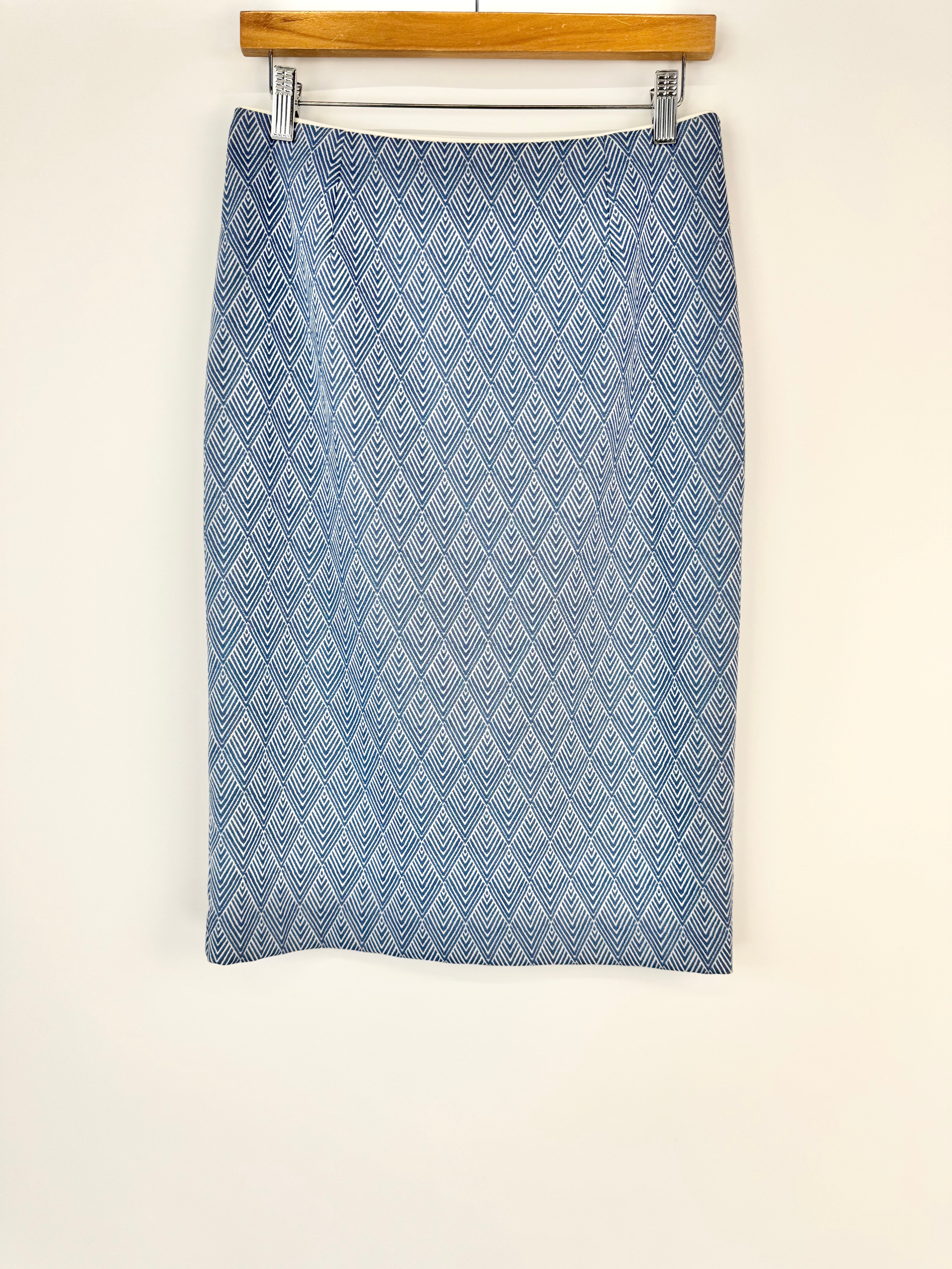Lisa Barron Blue & White Chevron Pattern 2 Piece Suit - AU10 & AU12