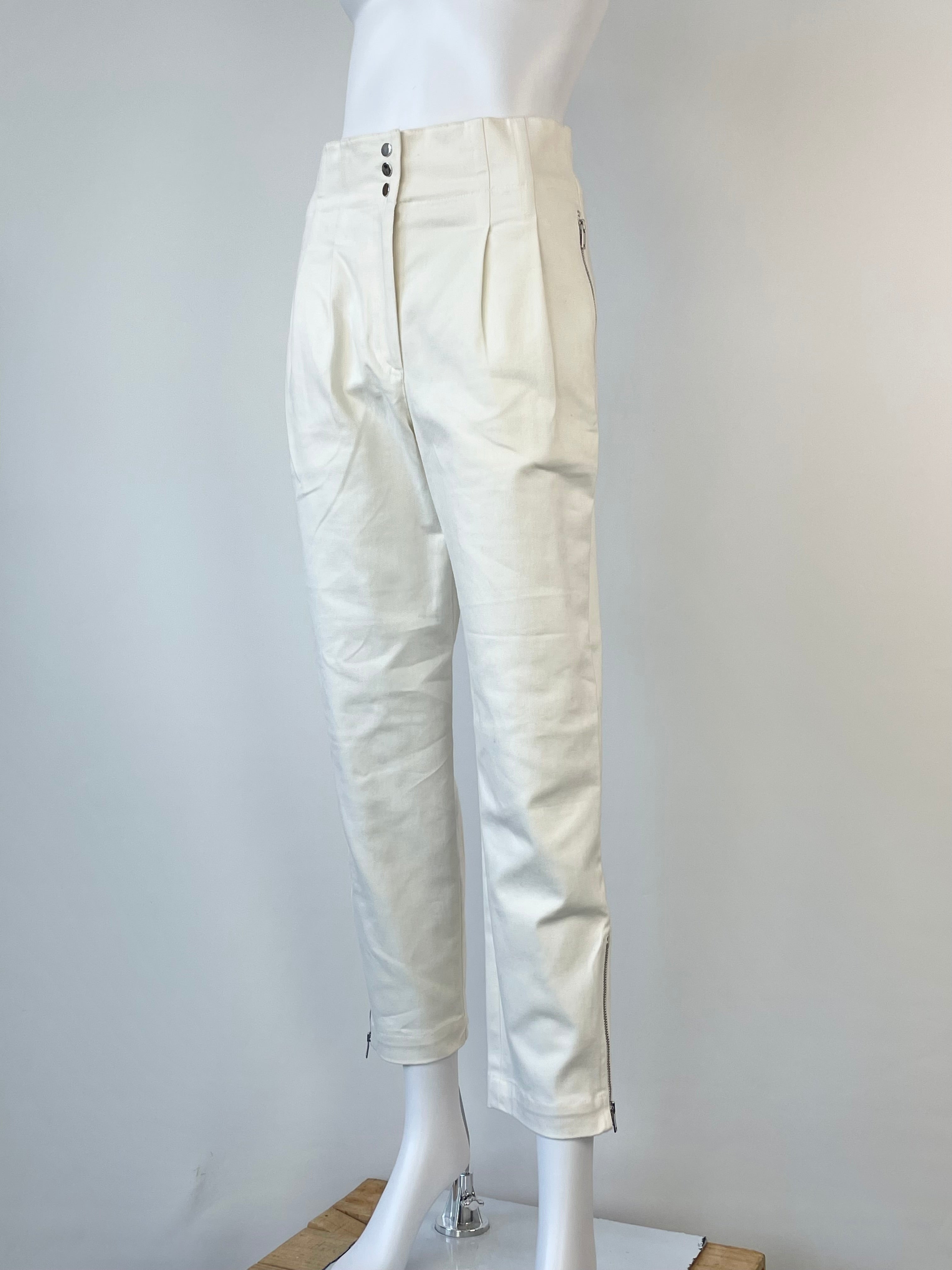 Reiss White Denim 'Serina' High-Waisted Cropped Jeans - AU6/8