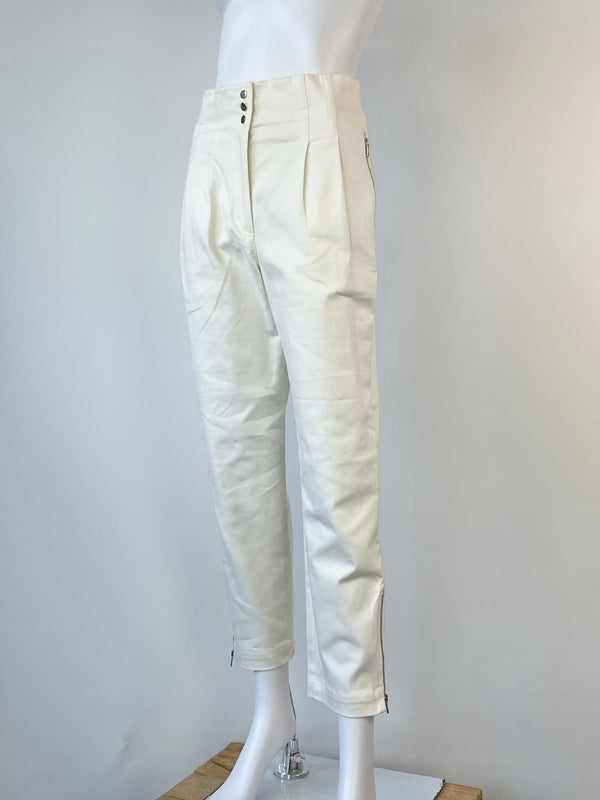 Reiss White Denim 'Serina' High-Waisted Cropped Jeans - AU6/8