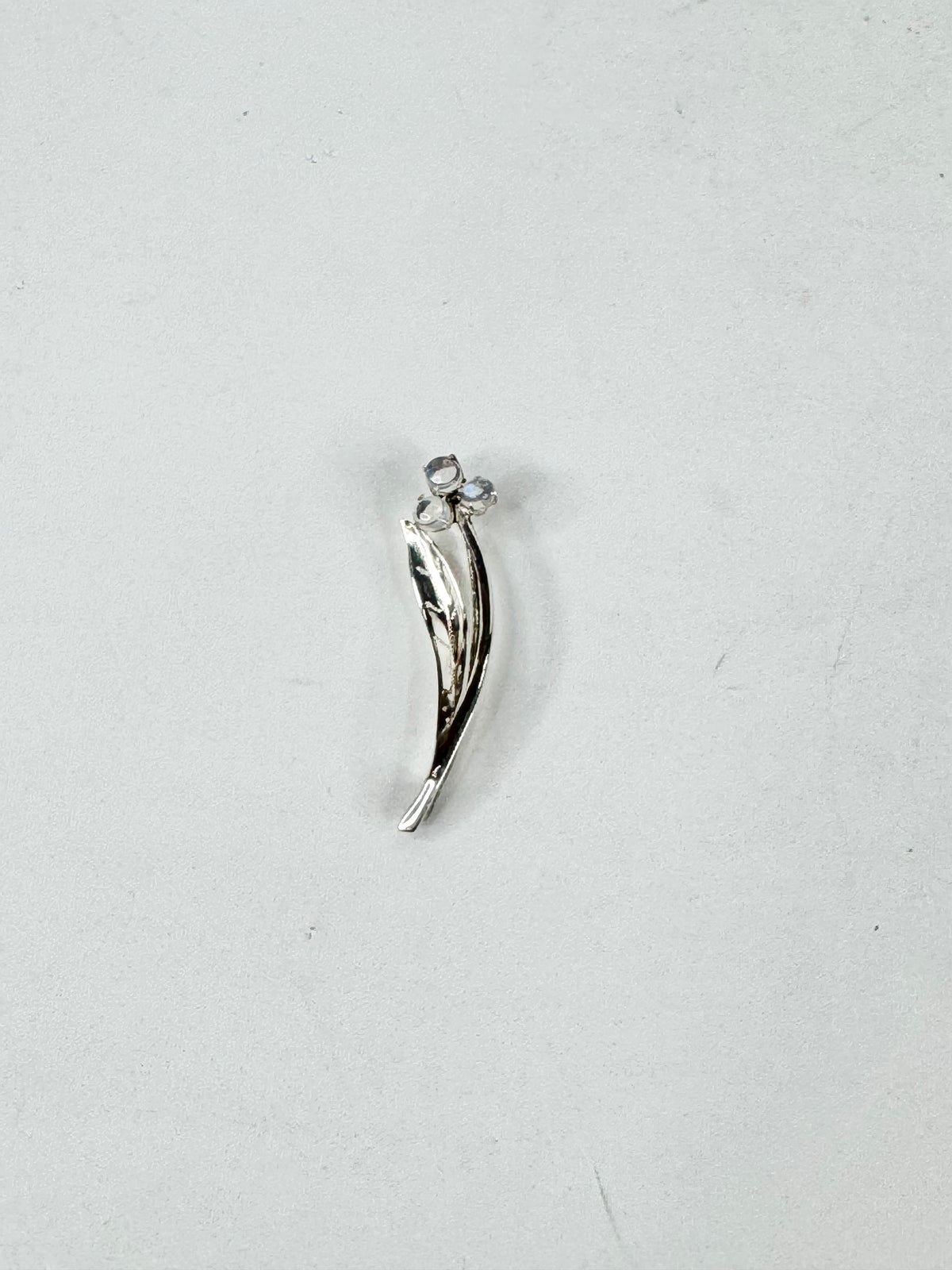 Vintage Silver & Moonstone Flower Brooch