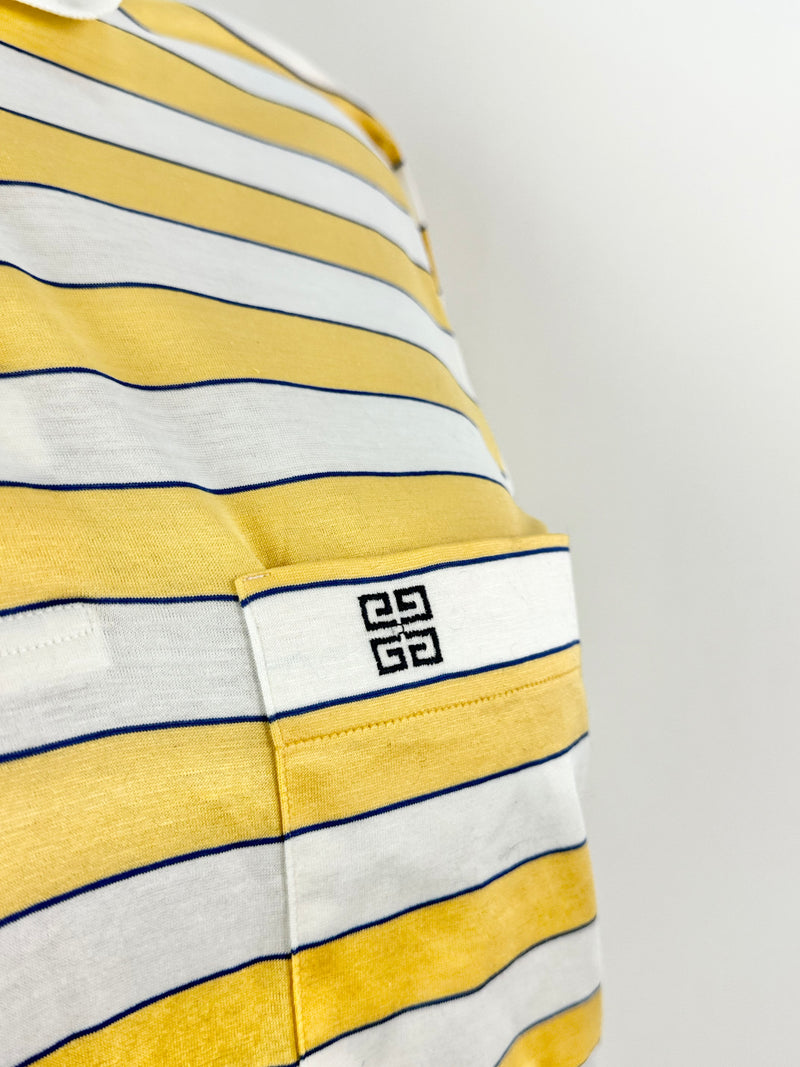 Vintage 90s Givenchy Gentlemen Yellow & White Striped Polo - L