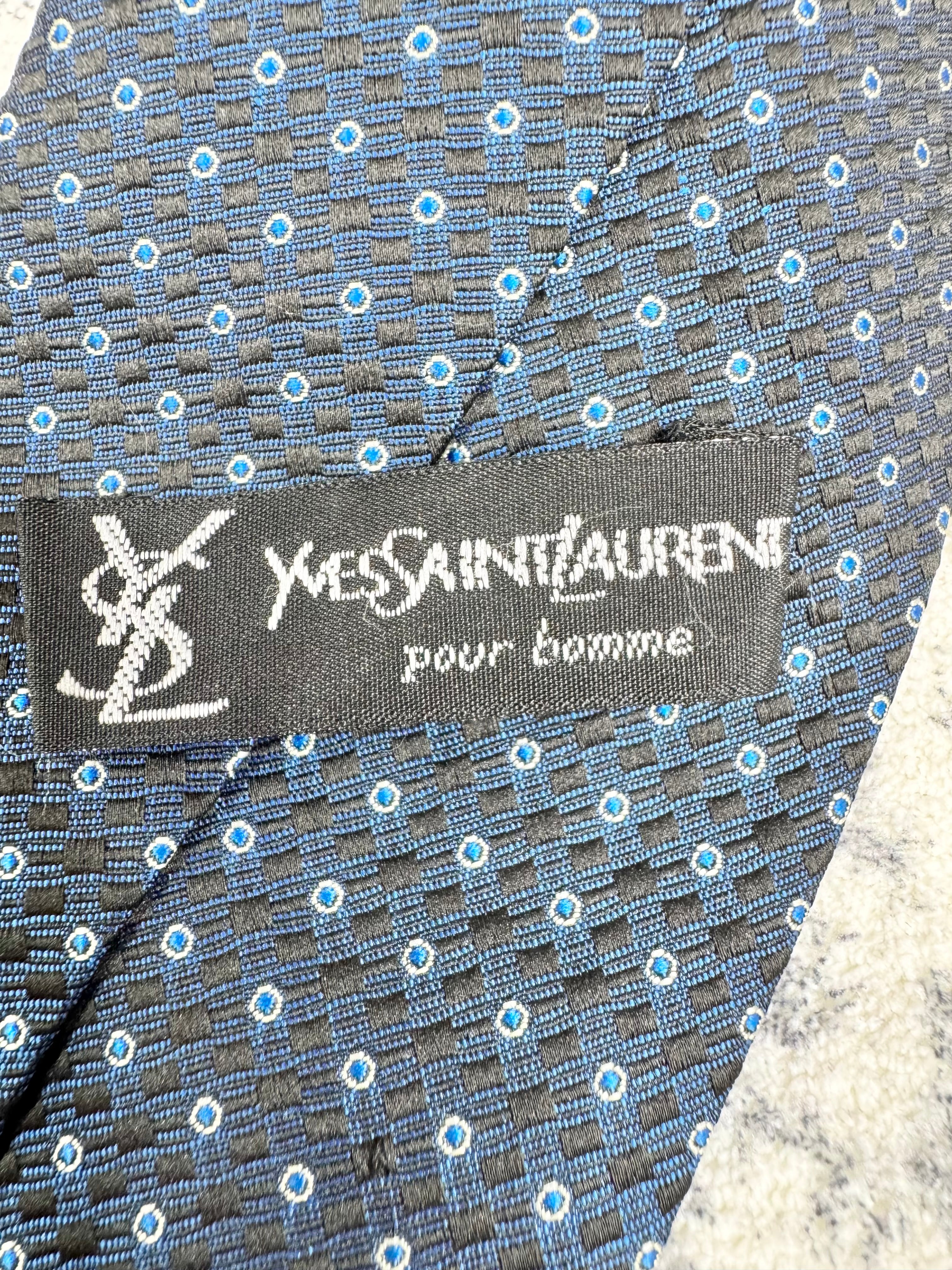 Yves Saint Laurent Blue Dot Patterned Tie
