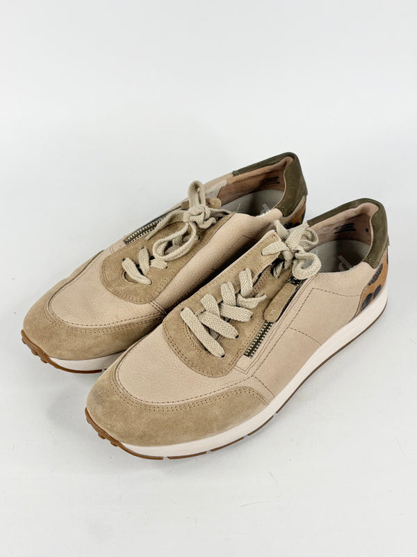 Paul Green Tan Suede & Animal-Print Sneakers - EU42