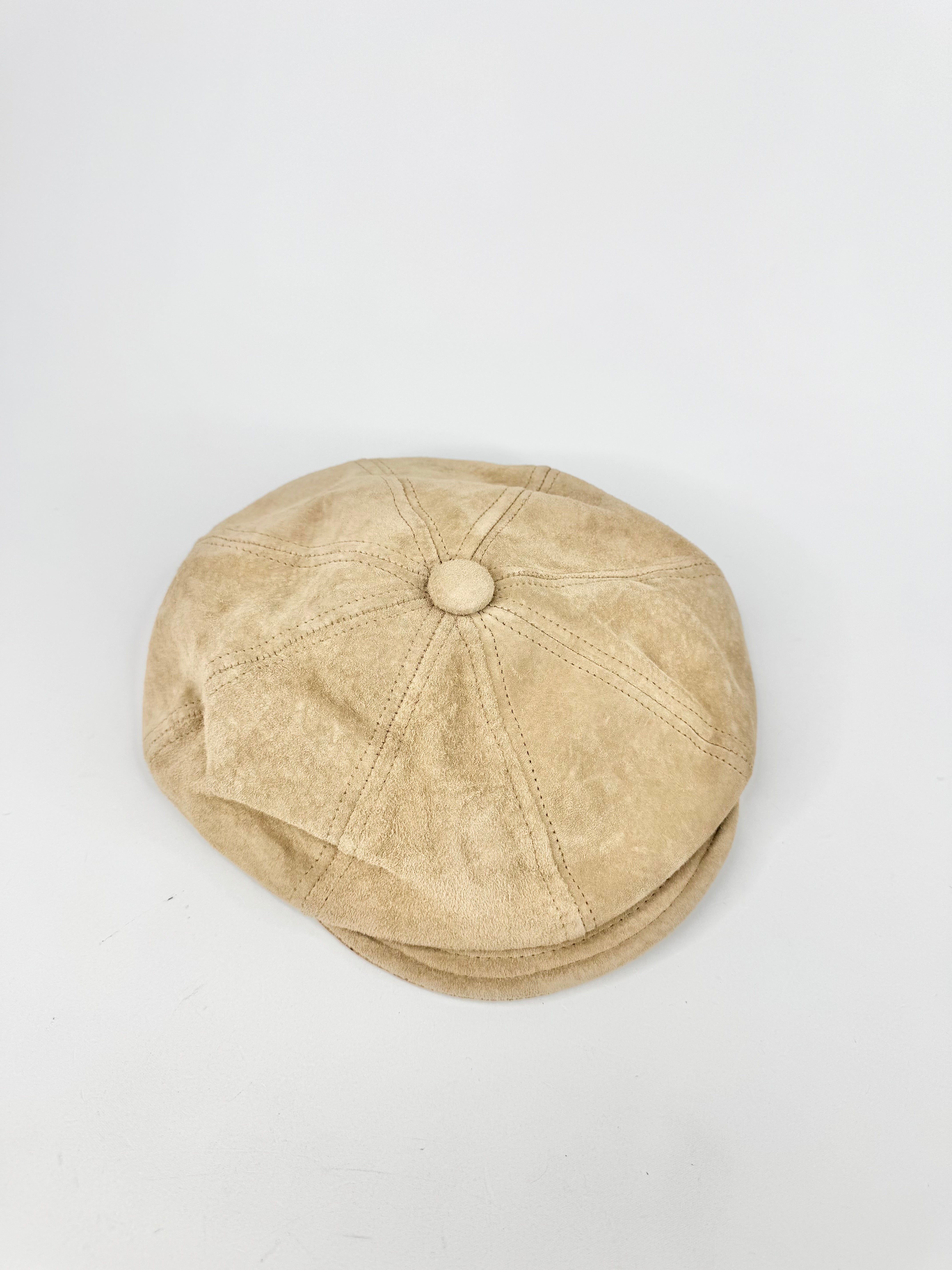 Vintage Scala Bone Suede Flat Cap