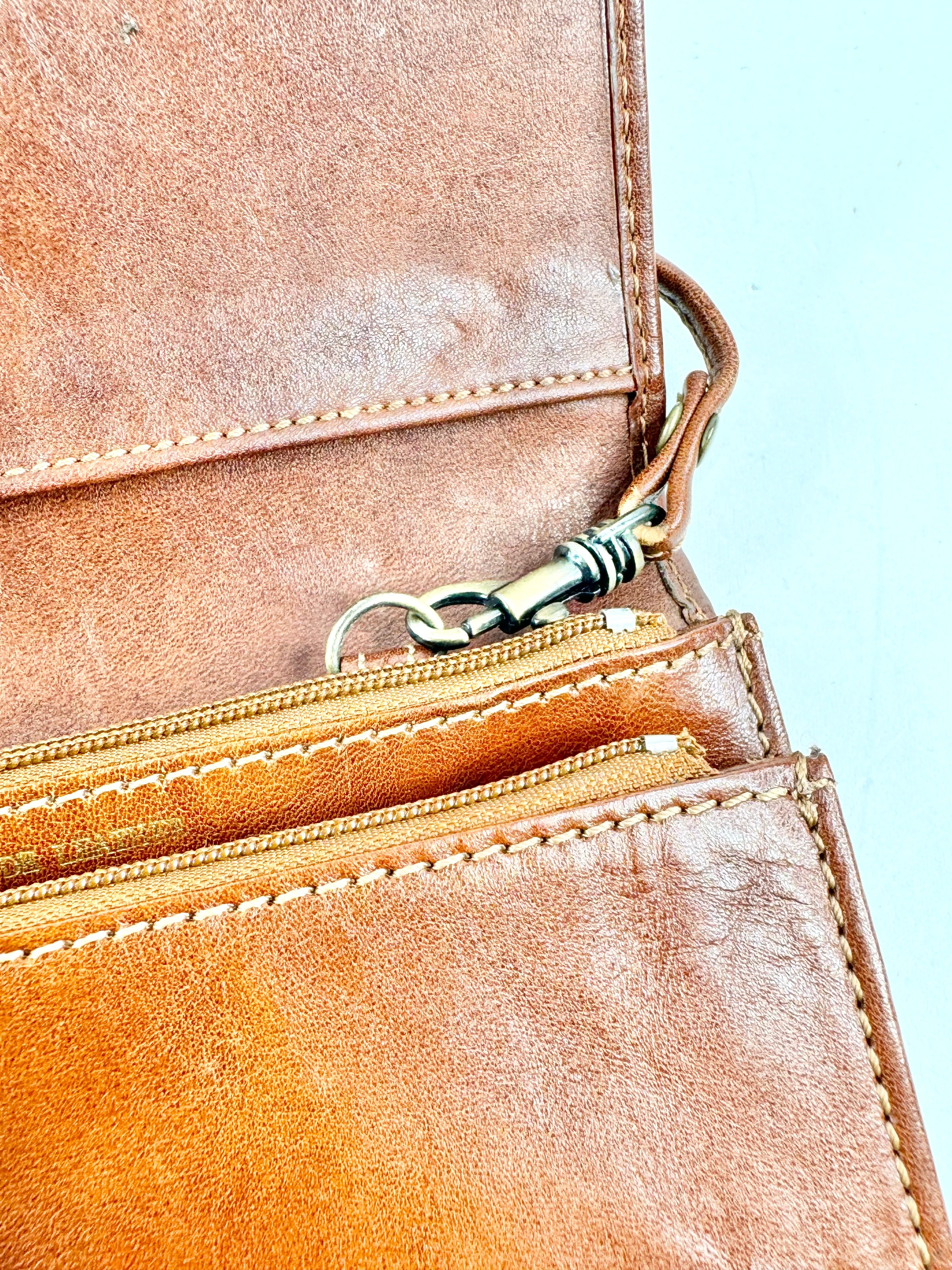 Cellini Deep Tan Mini Cross Body Bag