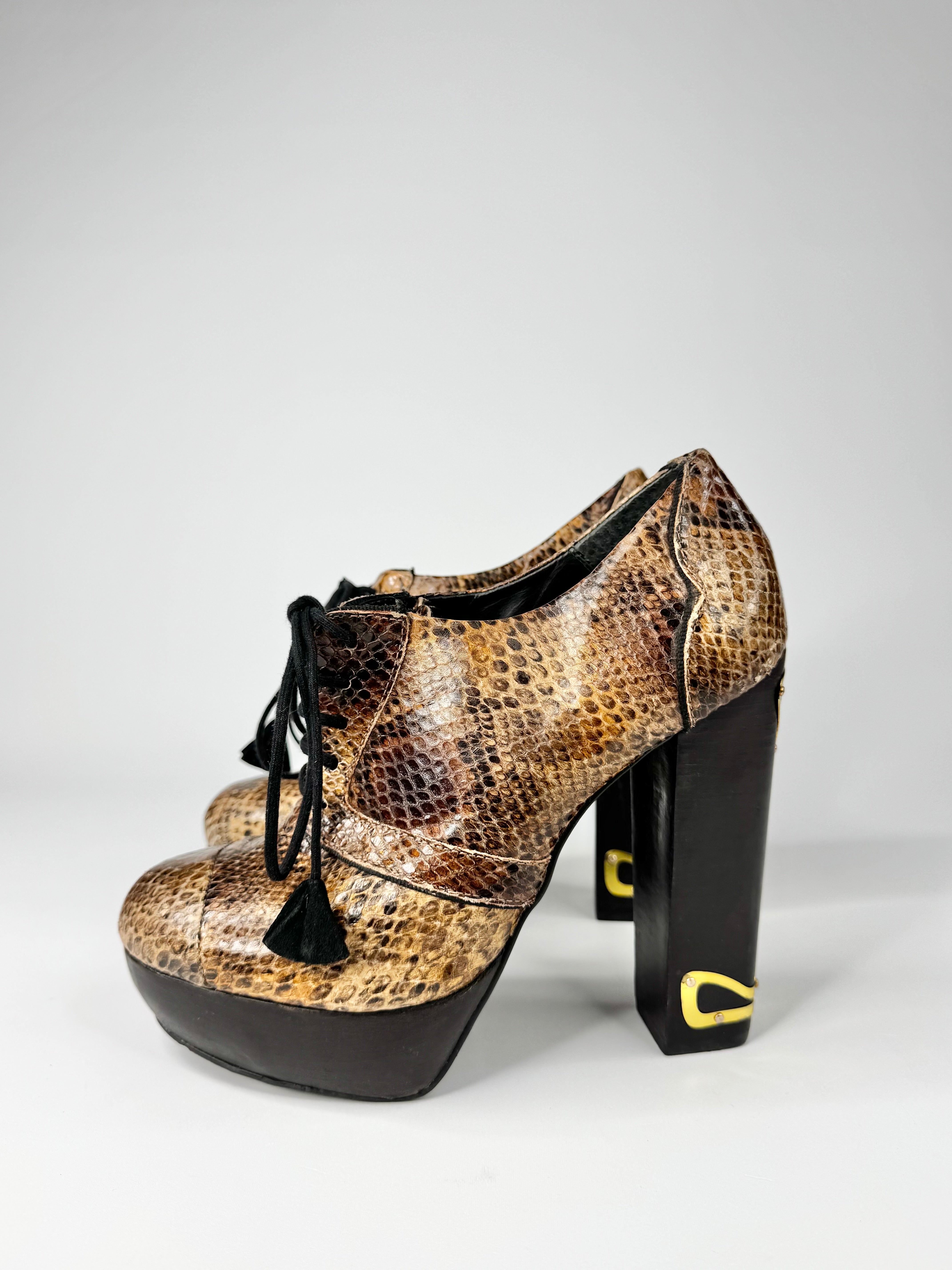 Biba 2011 'Valencia' Snakeskin Leather Brogue Platform Pumps - EU39