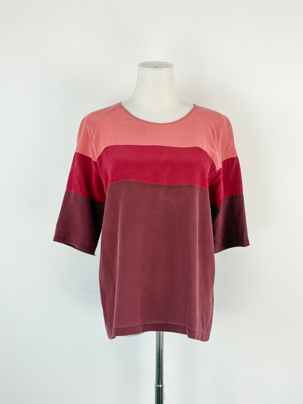 Manolo Triple-Toned Pink Silk Top - AU8/10