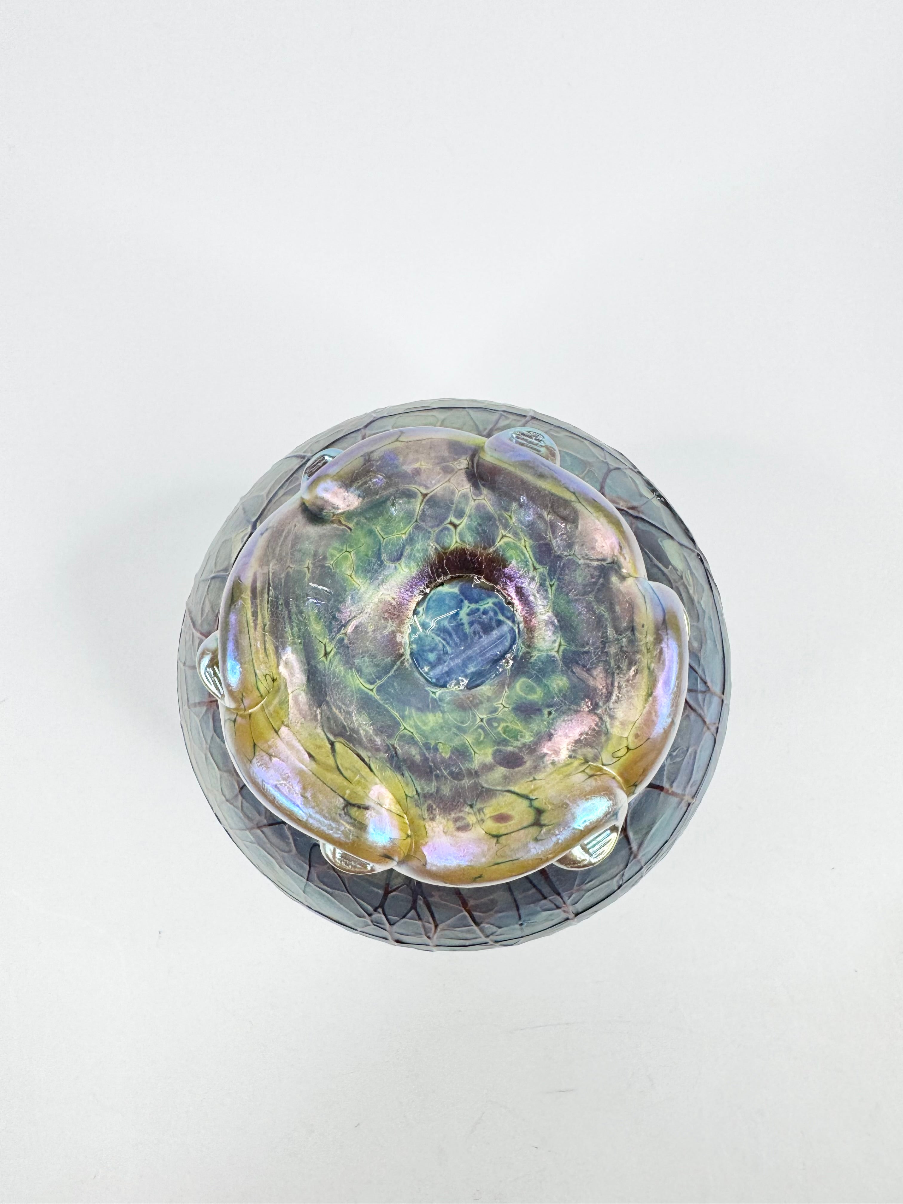 Art Nouveau Metallic Purple Swirled Glass Vase