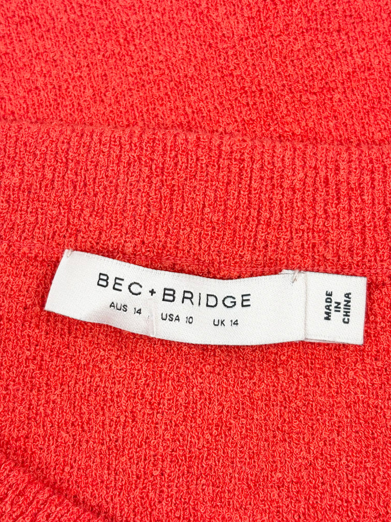 Bec + Bridge Vibrant Orange Knit Pencil Skirt - AU14
