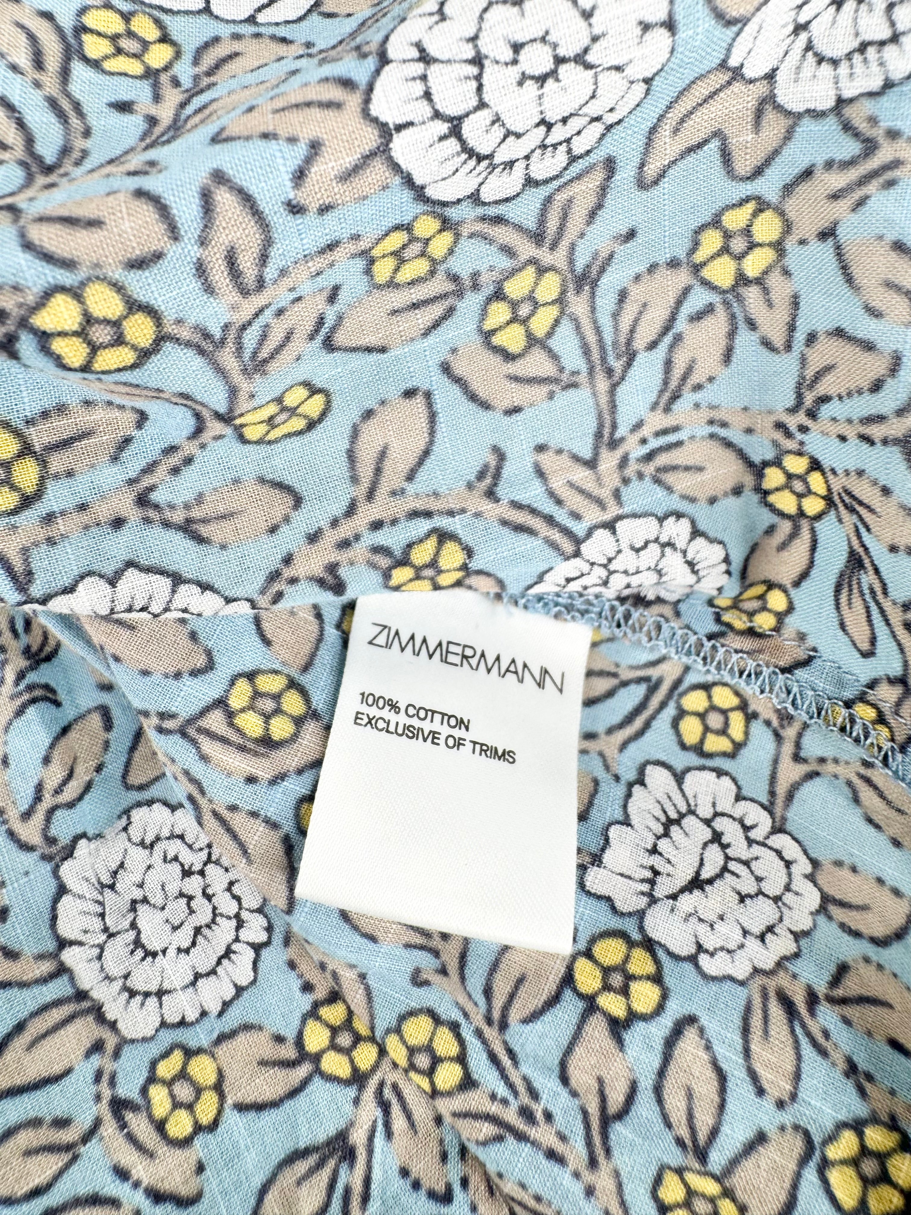 Zimmermann Kids Blue Patterned Cotton Dress - 10