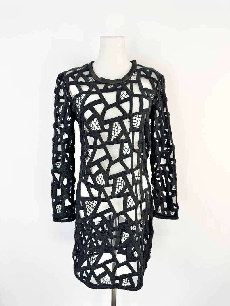 Iro Black Long Sleeve Lace Dress - AU10