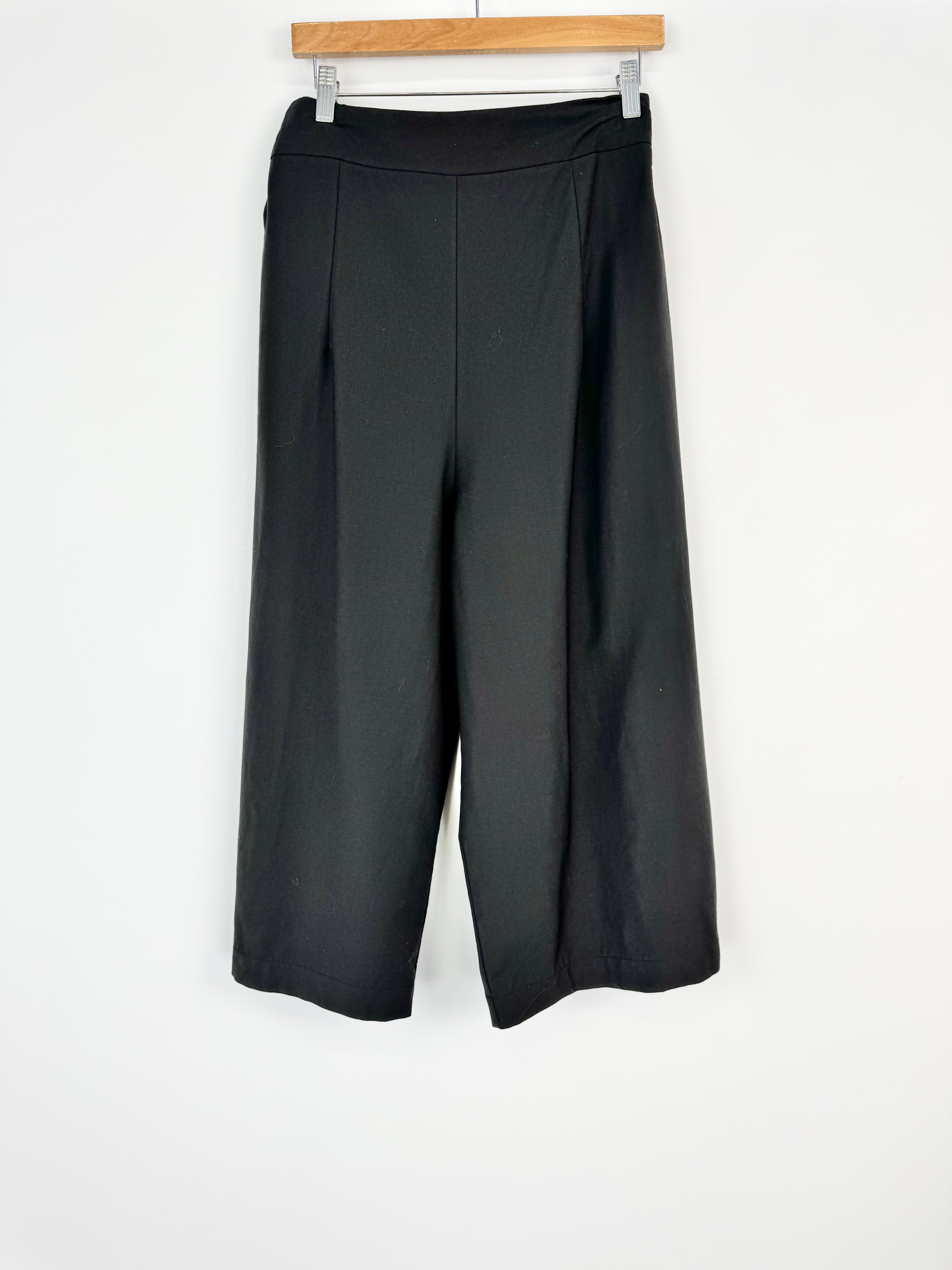 Untouched World Black Wool Wide Leg Slacks - AU10