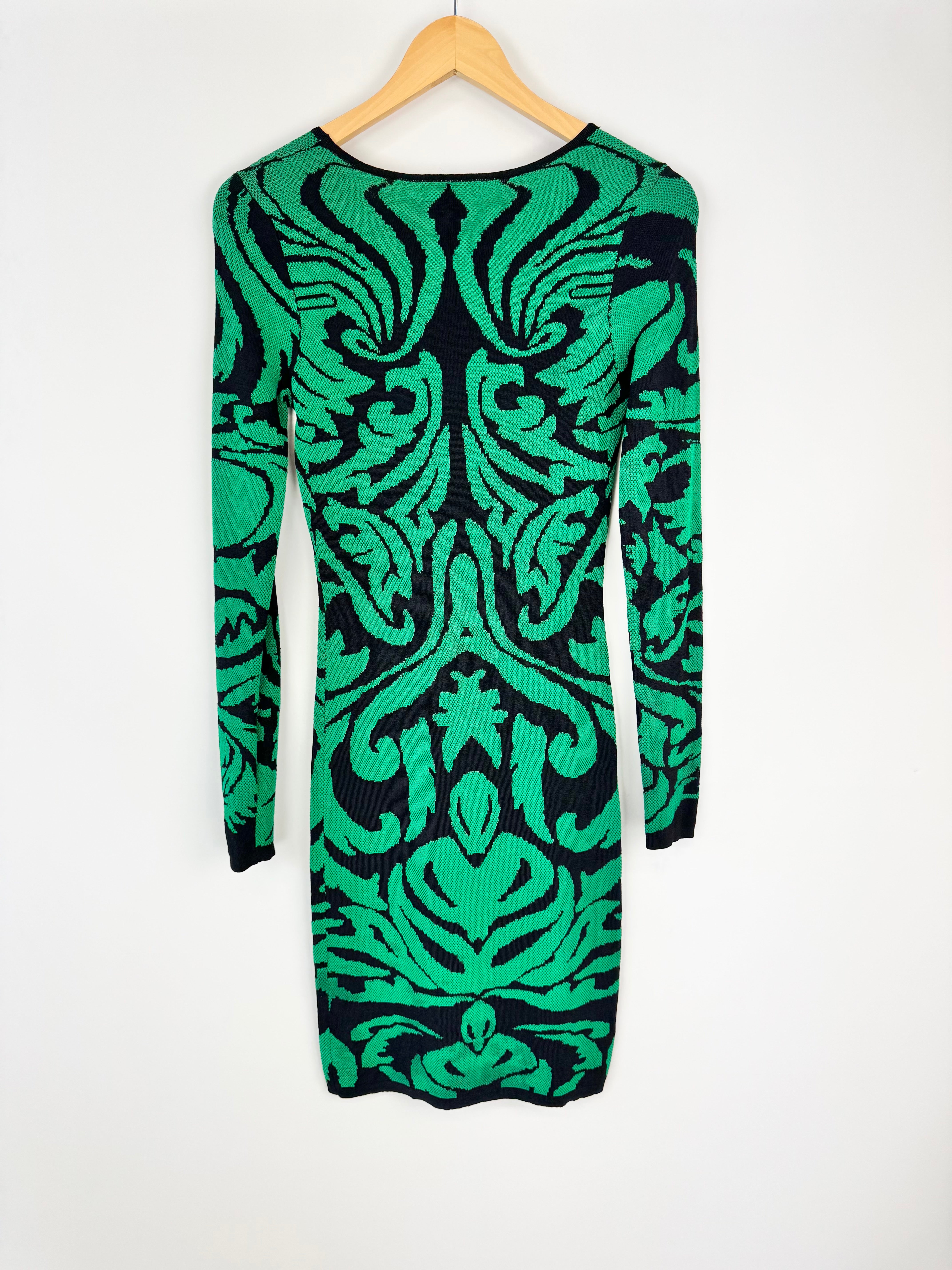 Sheike Emerald Green & Black Long Sleeve Bodycon Dress - AU10