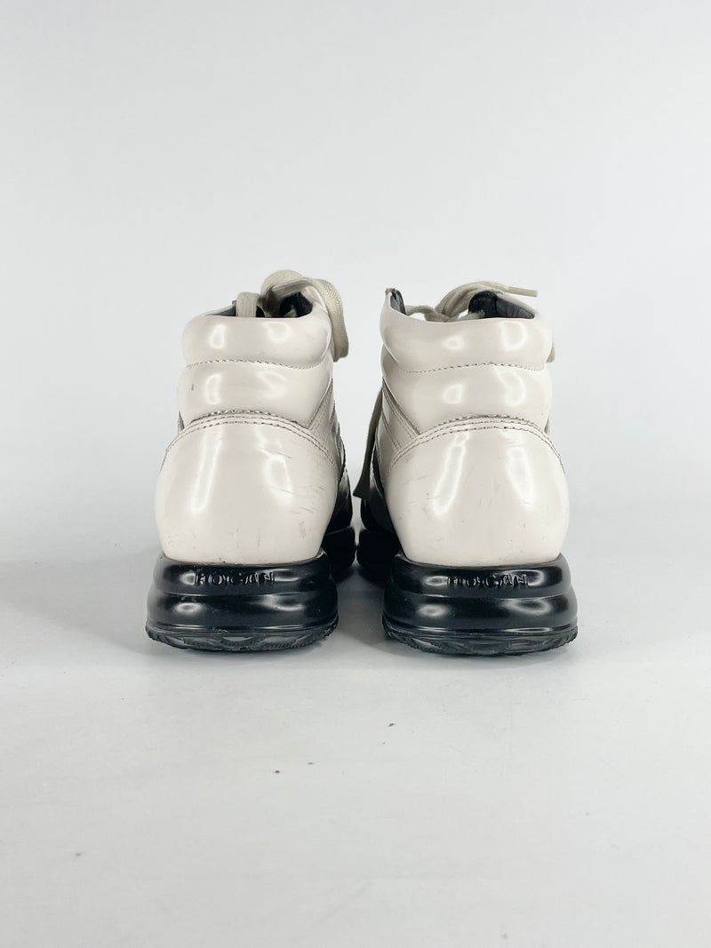 Hogan by Karl Lagerfeld White & Black Leather High-Top Sneakers - EU36