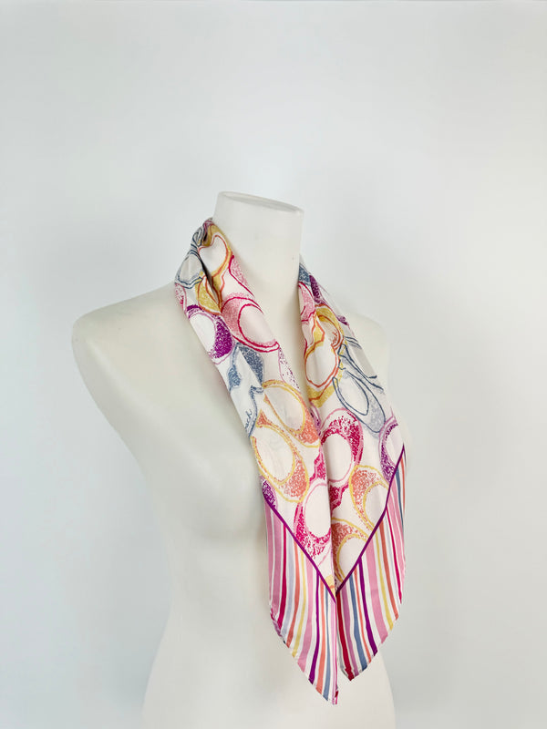 Coach Pink & Purple Coach Logo Silk Scarf